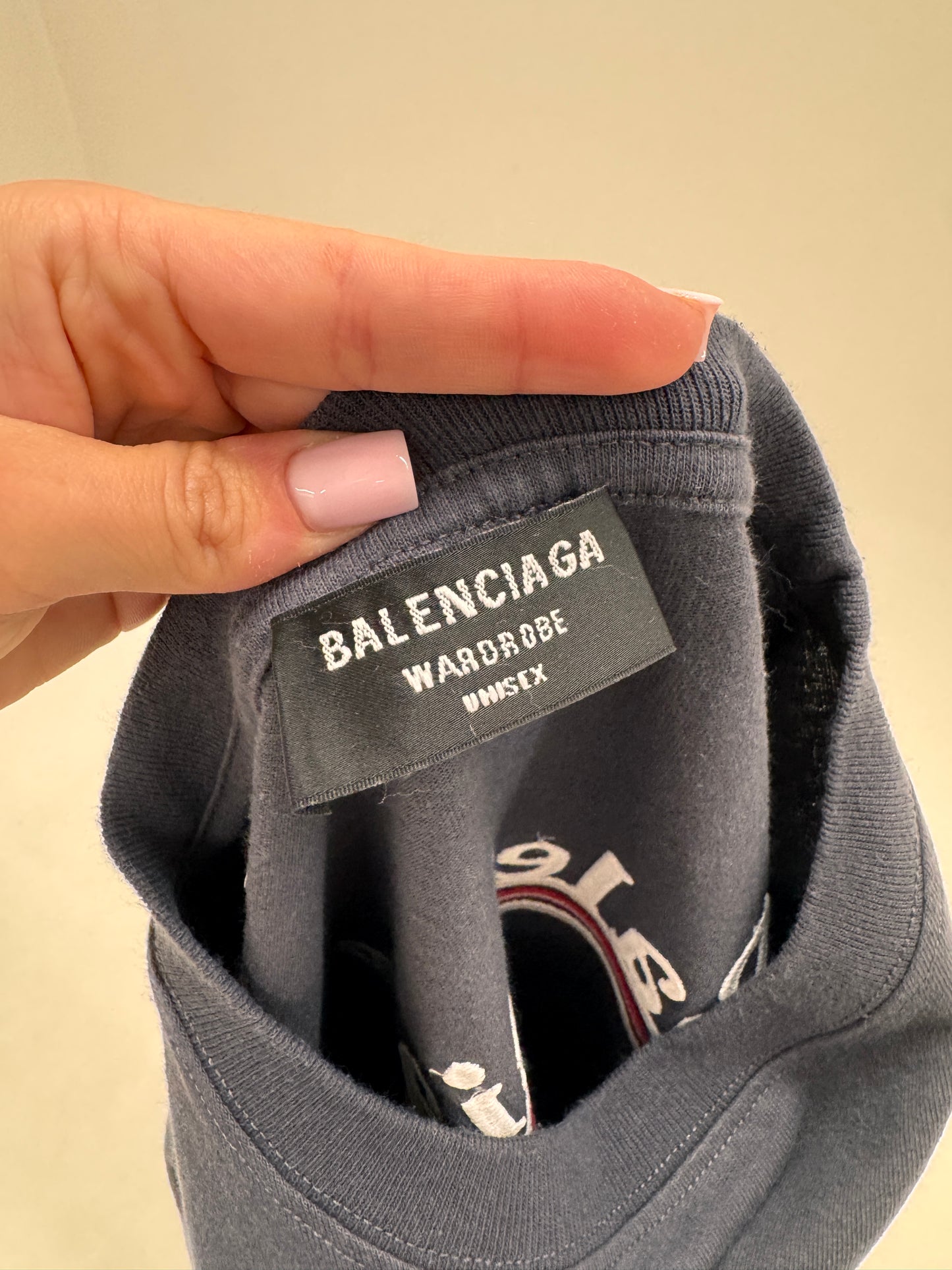 Tricou Balenciaga unisex oversized petrol gray din bumbac excepțional de gramaj mare