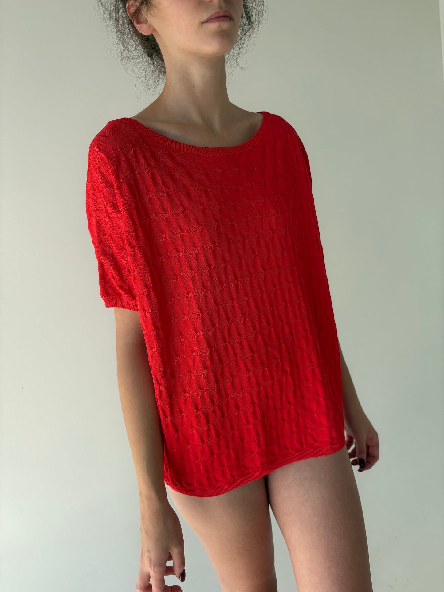 Top COS din jerse texturat cu mânecă căzută