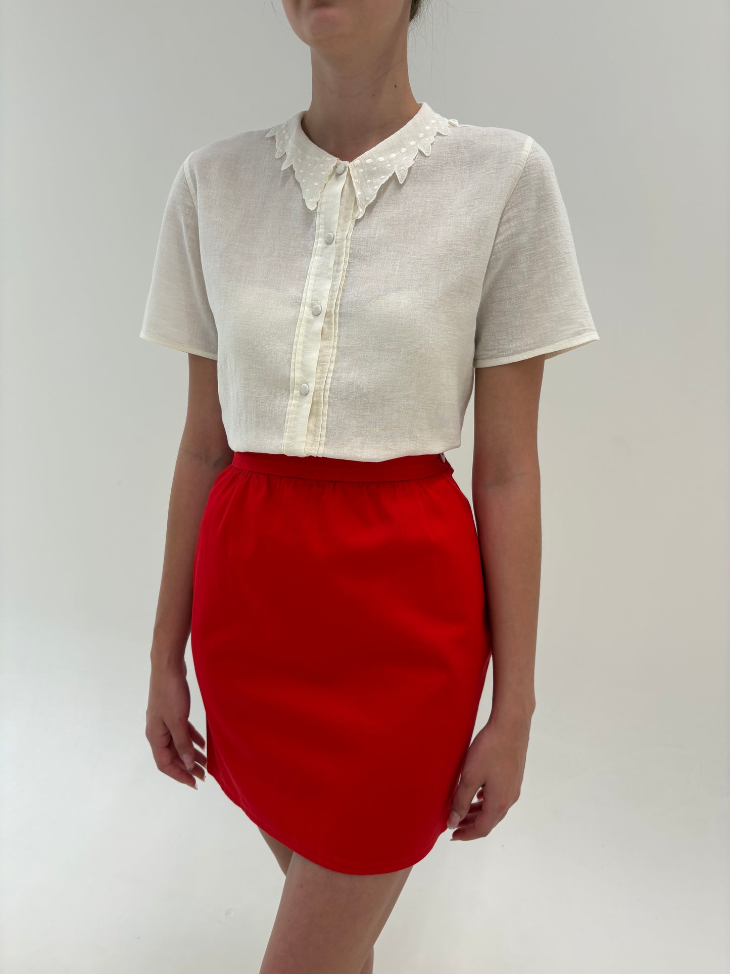 Fustă mini vintage Yves Saint Laurent cu talie ultra înaltă marcată și pense