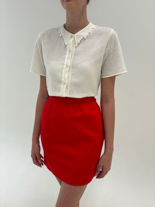 Fustă mini vintage Yves Saint Laurent cu talie ultra înaltă marcată și pense