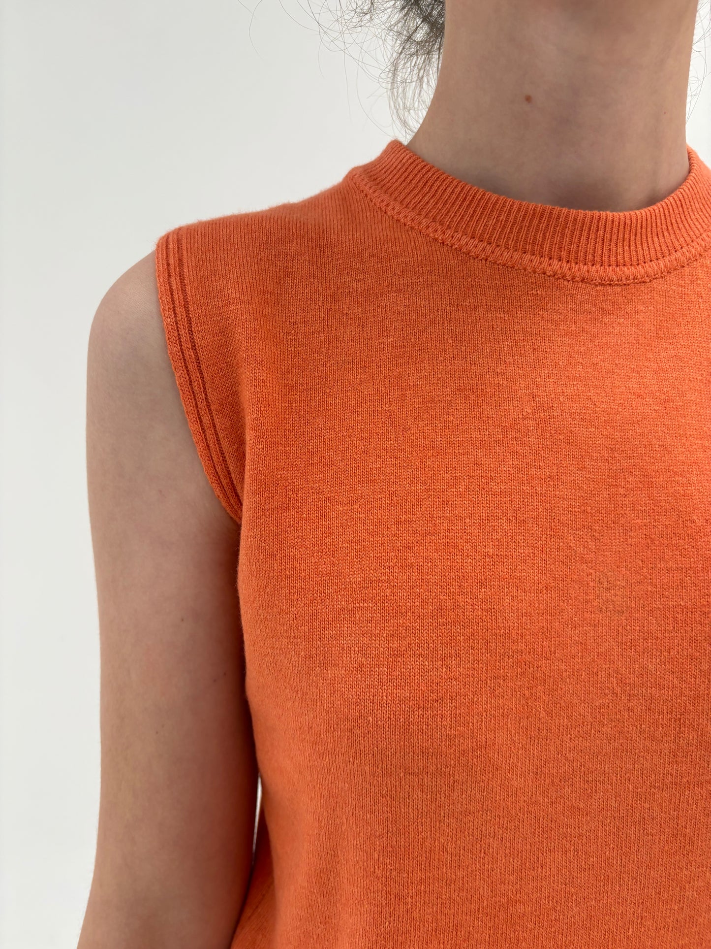 Top crew neck oranj din lana merino extrafina