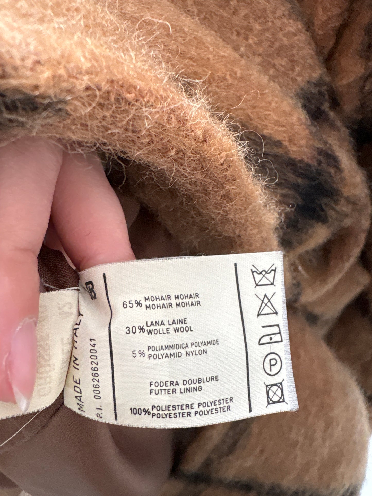 Palton camel italian din mohair si Lana cu închidere dublă