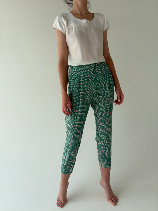 Pantaloni petite de brand premium italian din mătase naturală
