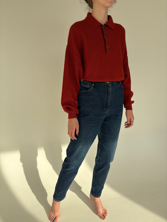 Jeans vintage tall paperbag waist classic wash modelator mom fit