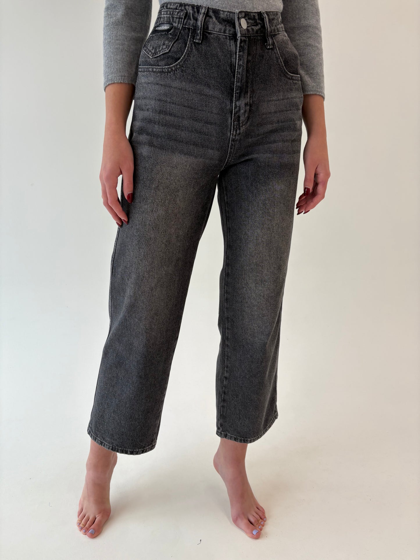 Jeans premium cu talie înaltă straight leg
