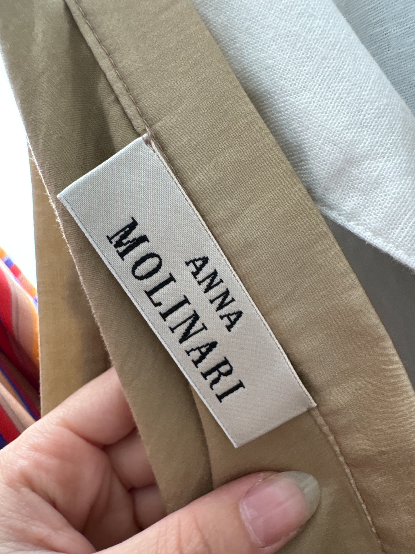Fustă camel din mătase naturală de brand luxury Italian cu drapaj asimetric