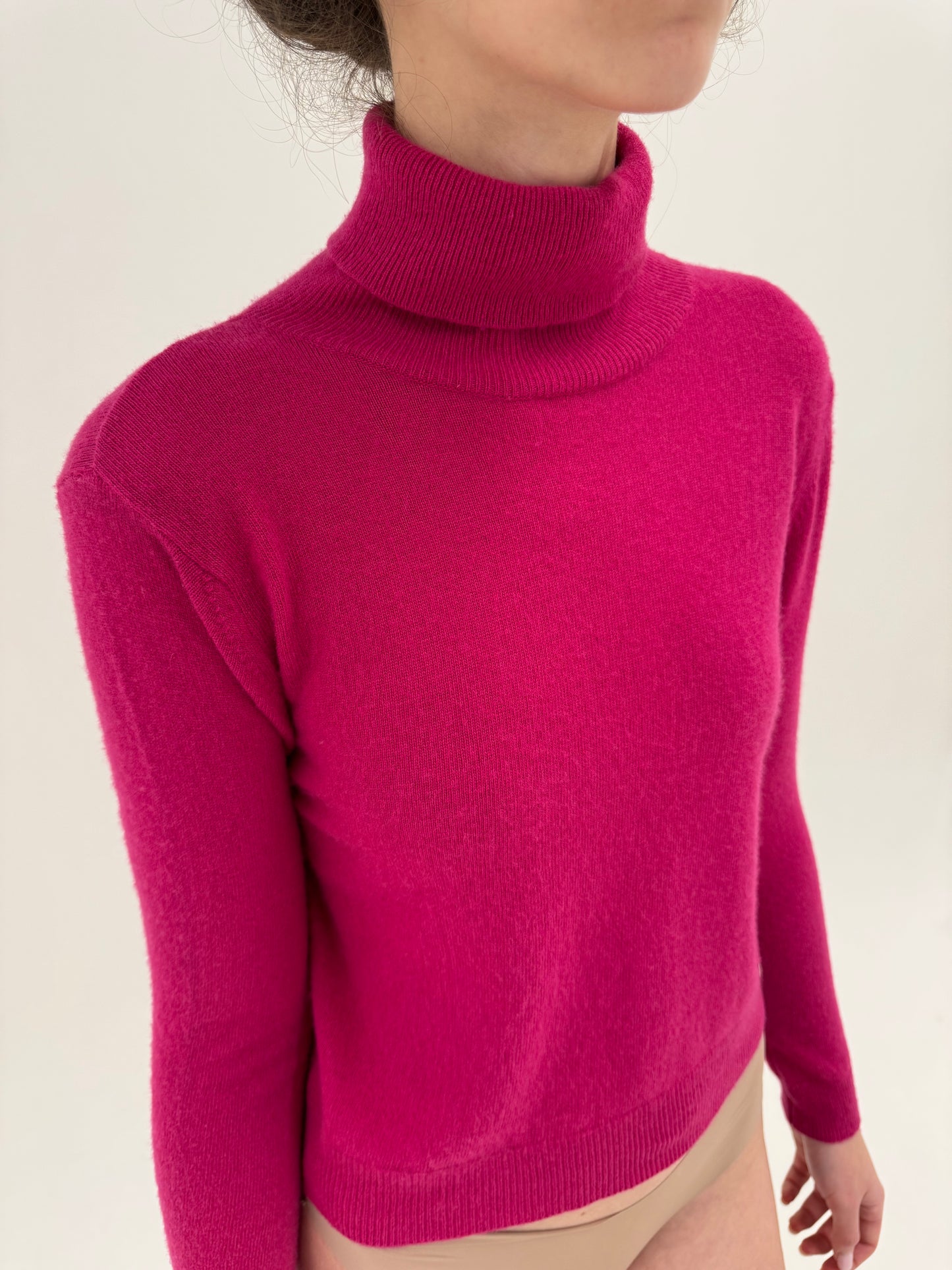 Maleta fucsia din lana extrafina și cașmir