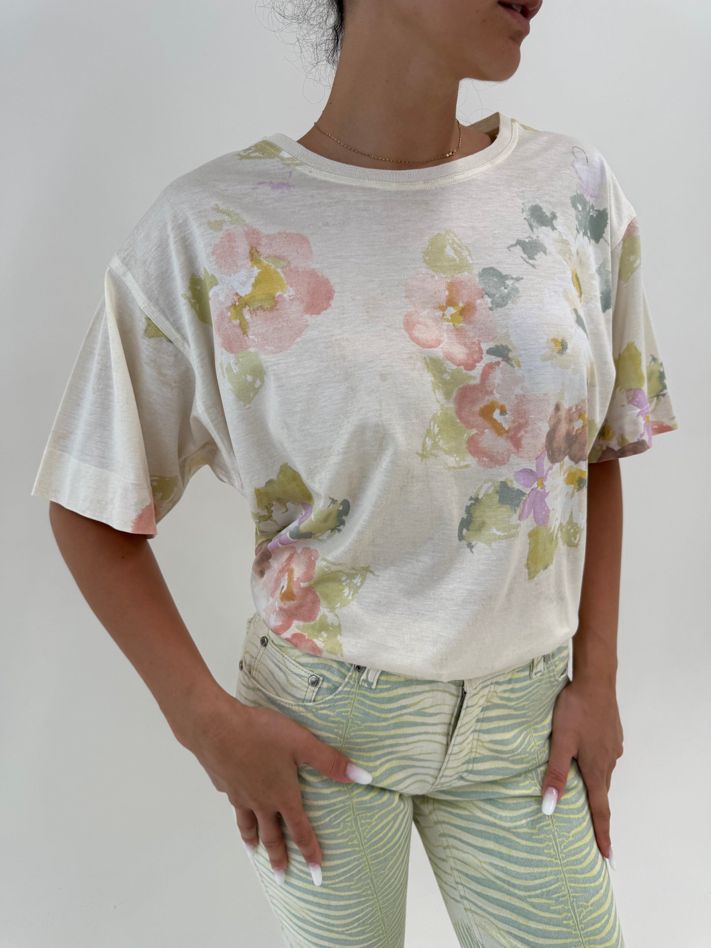 Top de brand premium italian din bumbac in croi oversized și culori pudrate