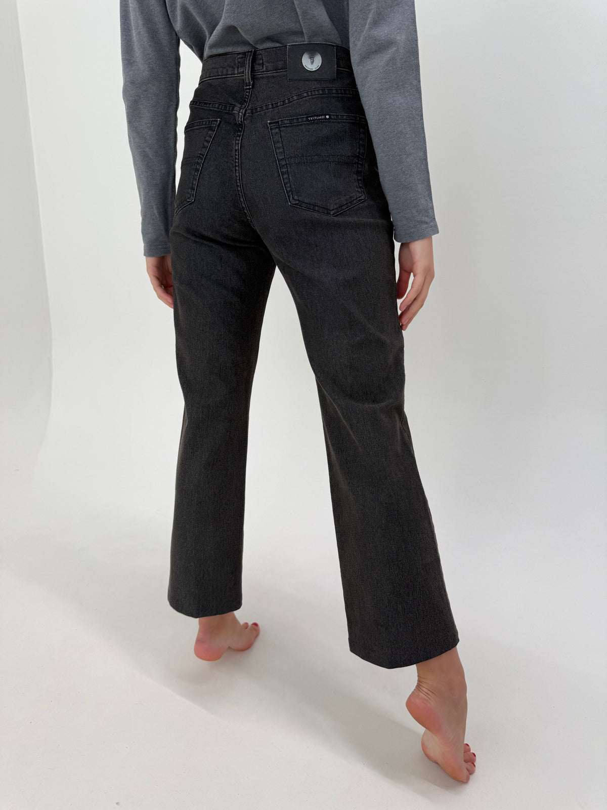 Jeans Trussardi straight leg dark wash din bumbac gros modelator