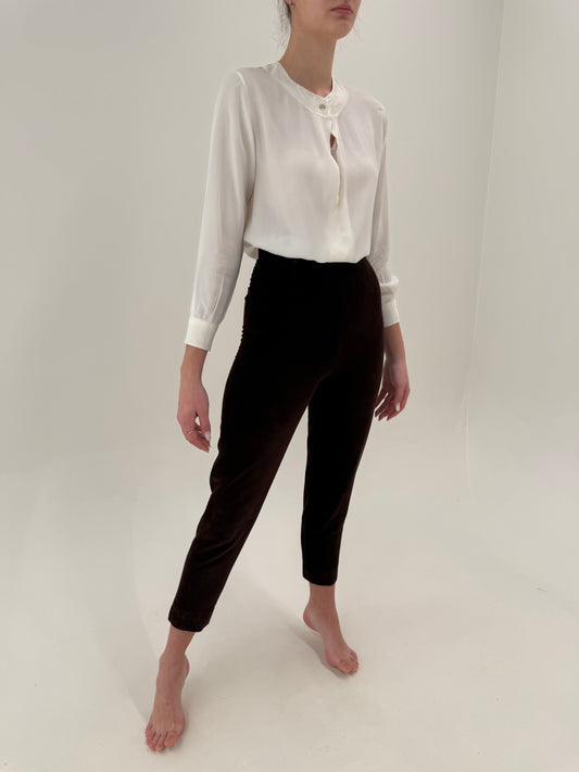 Pantaloni cu talie extrem de înaltă din catifea premium de bumbac de la zi la seară