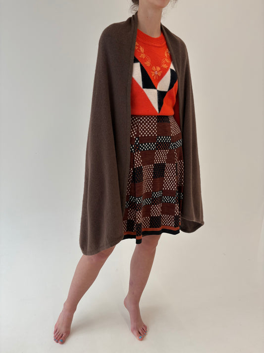 Capa dark chocolate brown din lana merino extrafina