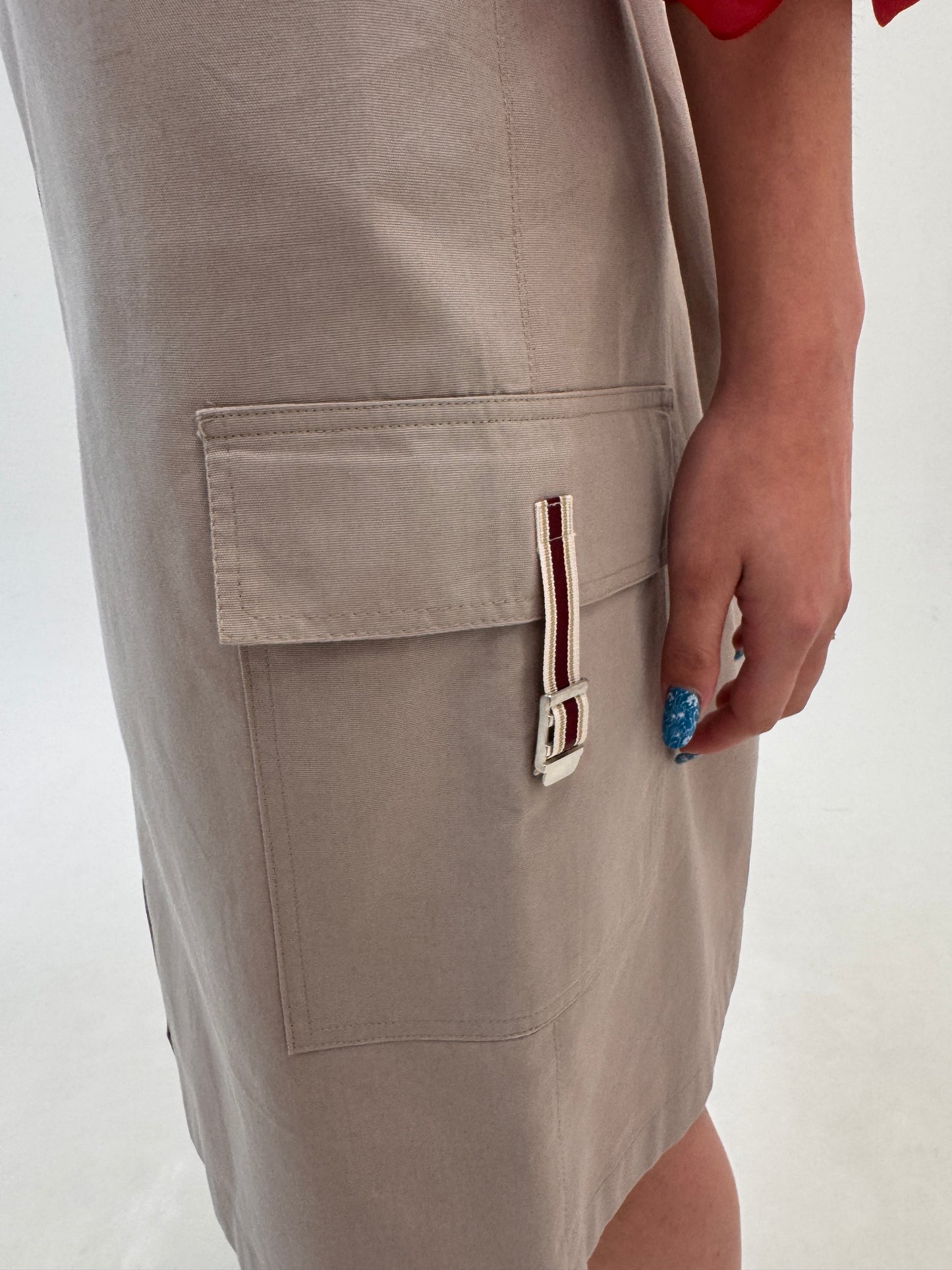 Fustă clasică Max Mara Safari camel din canvas de bumbac cu influențe casual