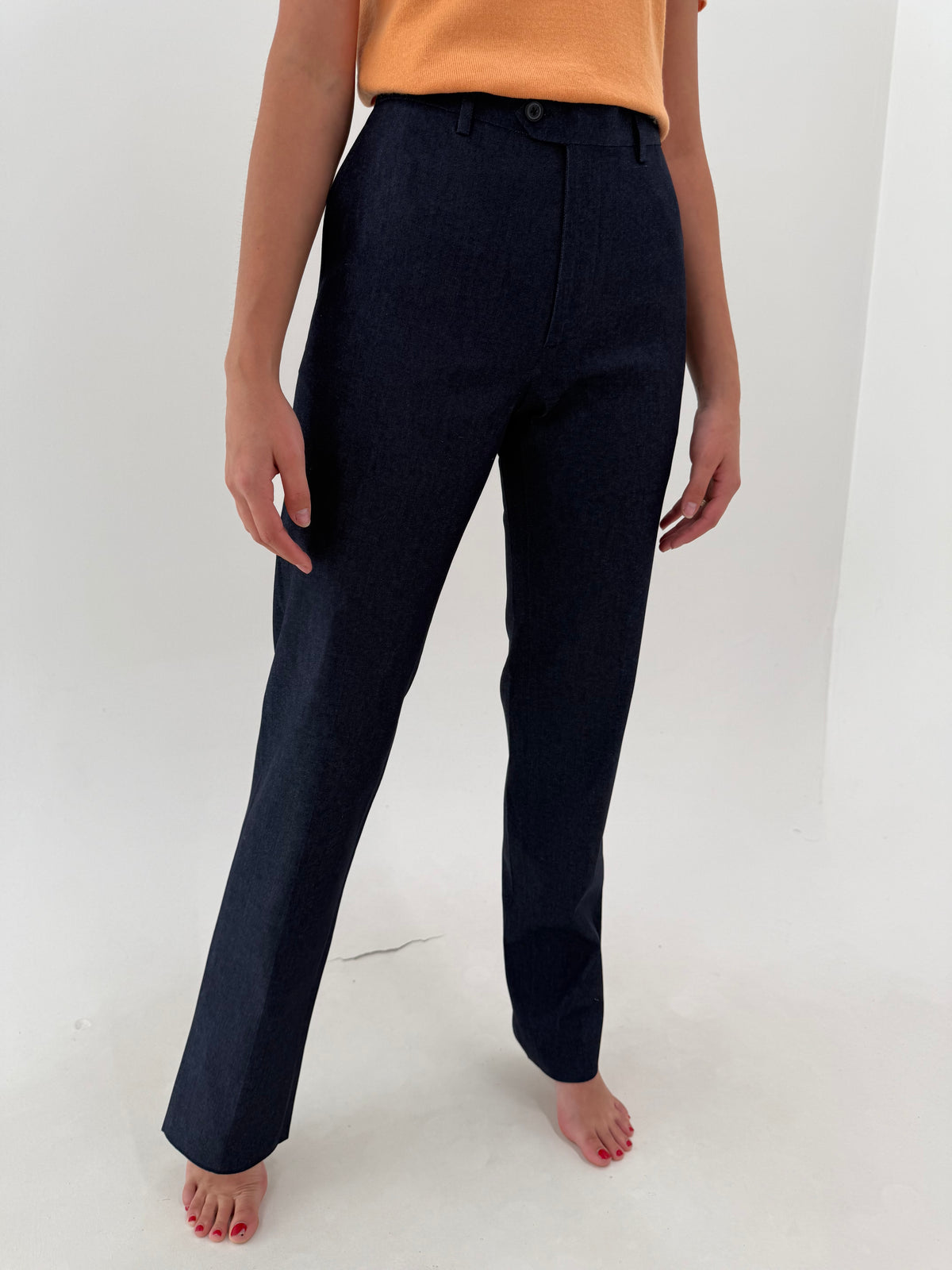 Jeans raw luxury ultra tall business in croi de pantaloni de costum vintage italinesti