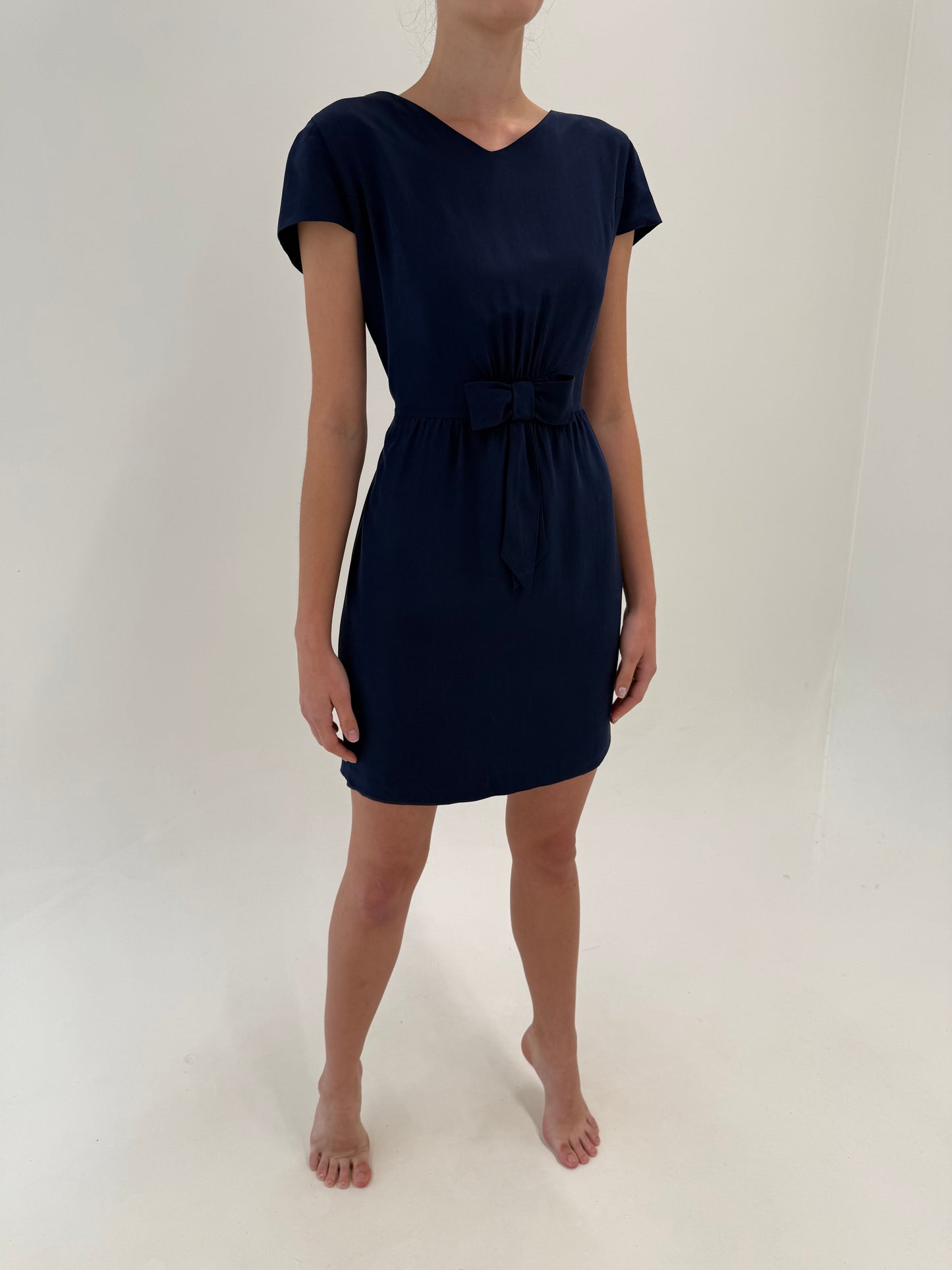 Rochie Navy vintage din mătase matuala în croi ultra feminin de la zi la seară