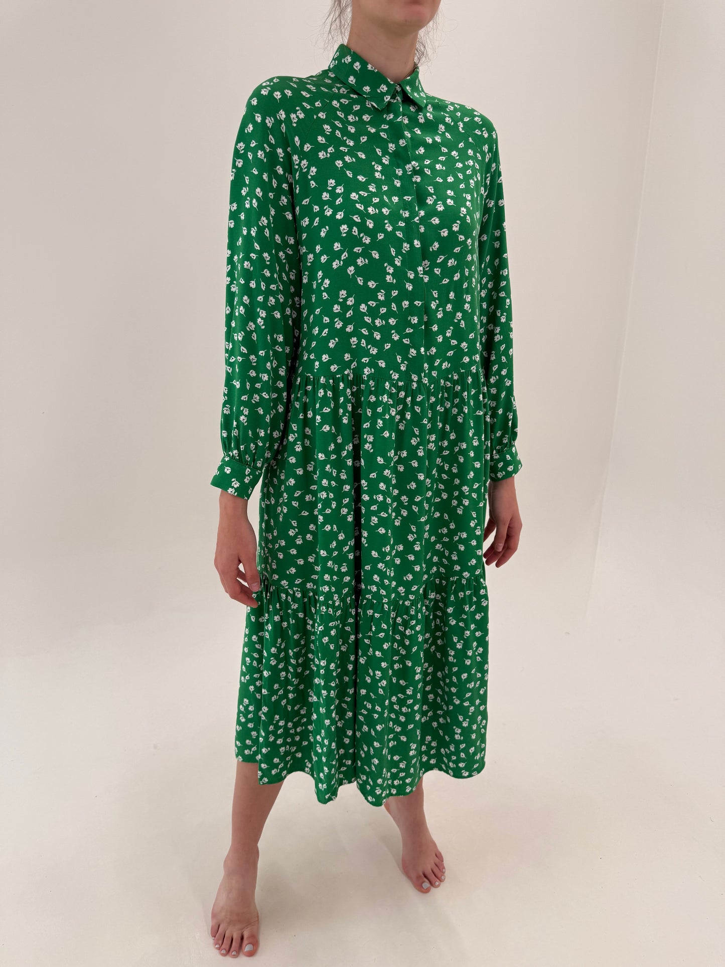Rochie maxi verde smarald petite tip cămașă în croi ultra confortabil