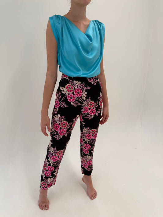 Pantaloni negri țigaretă de brand luxury MSGM din jacquard de vară