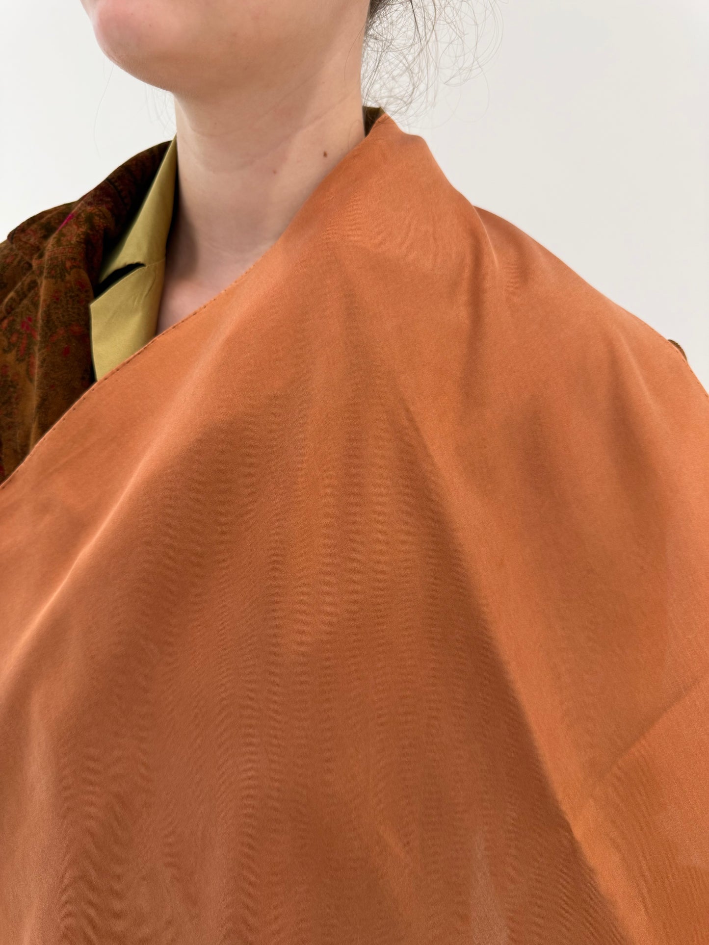 Eșarfă rust orange din mătase naturală