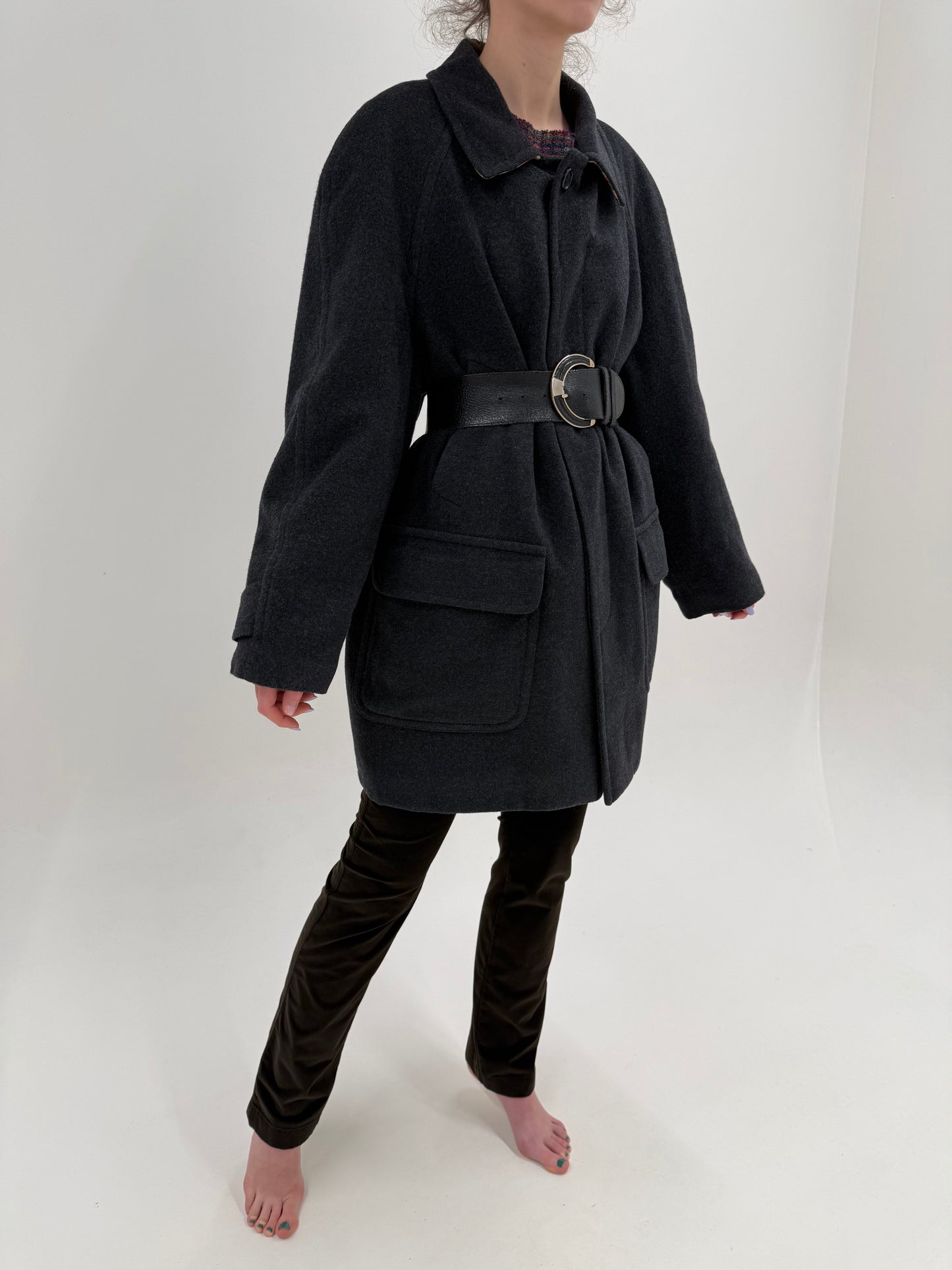 Palton vintage Burberry în croi actual oversized