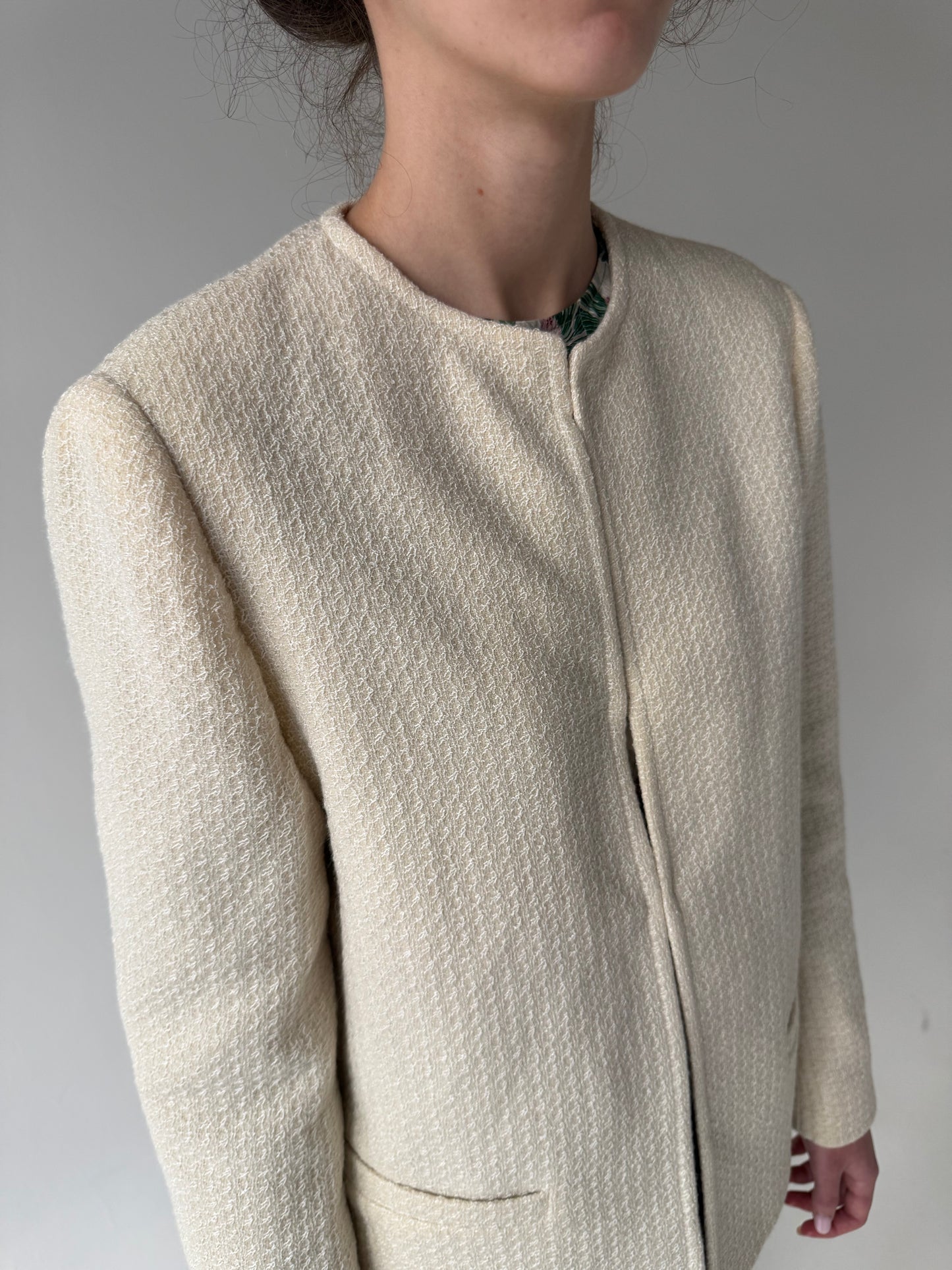 Sacou vintage italian în stil Chanel din tweed excepțional de lana