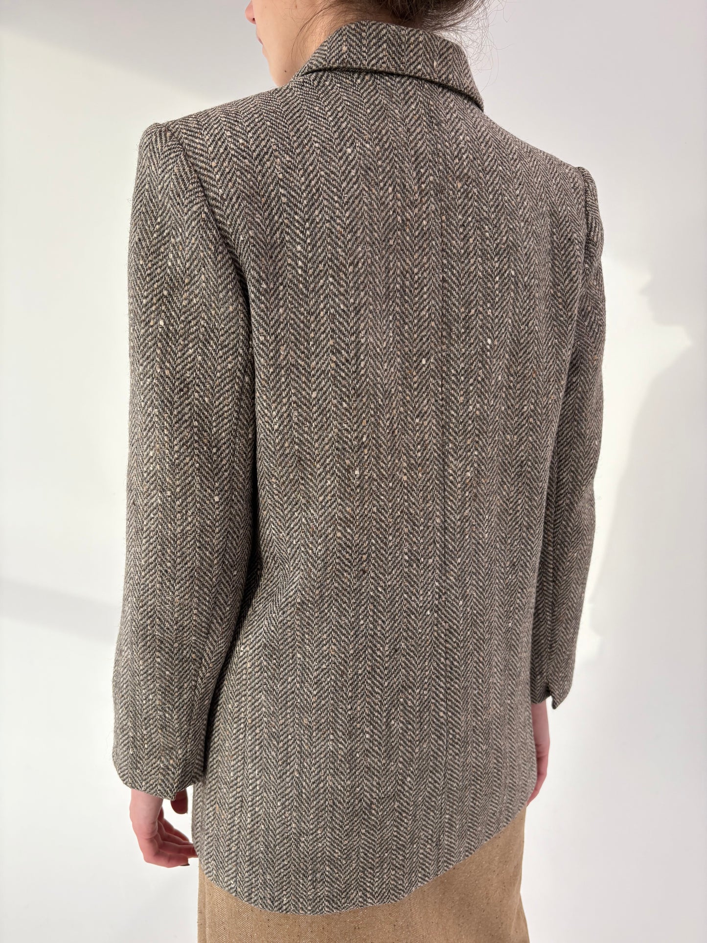 Sacou din British Herringbone tweed excepțional gros de lana în culori superbe
