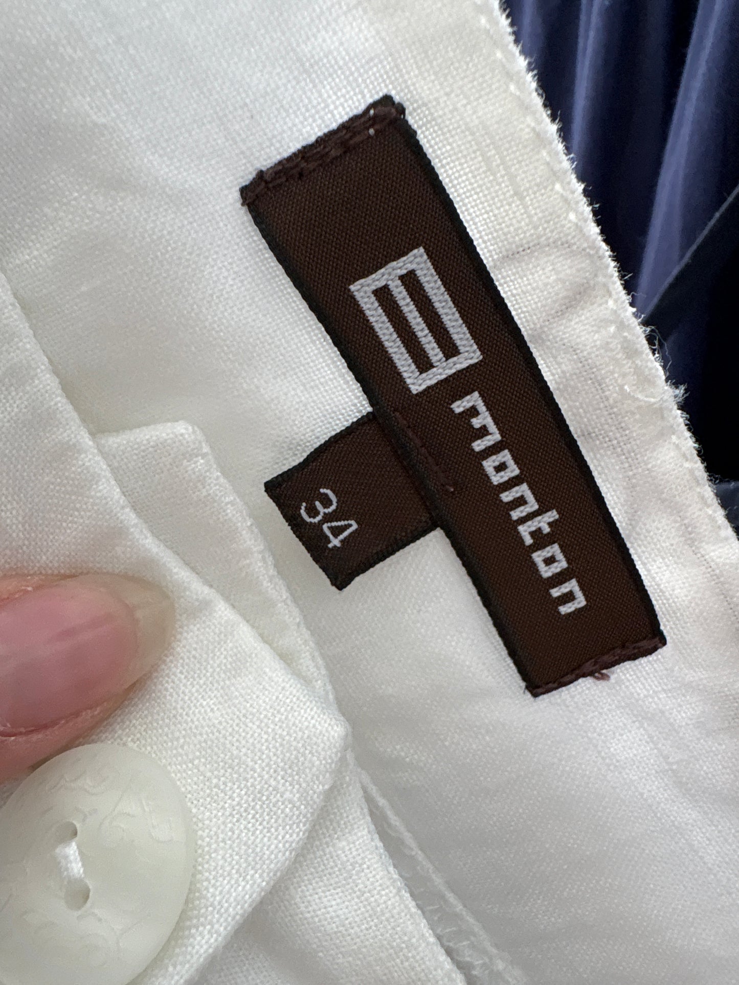 Pantaloni palazzo din in premium cu dantelă macrame