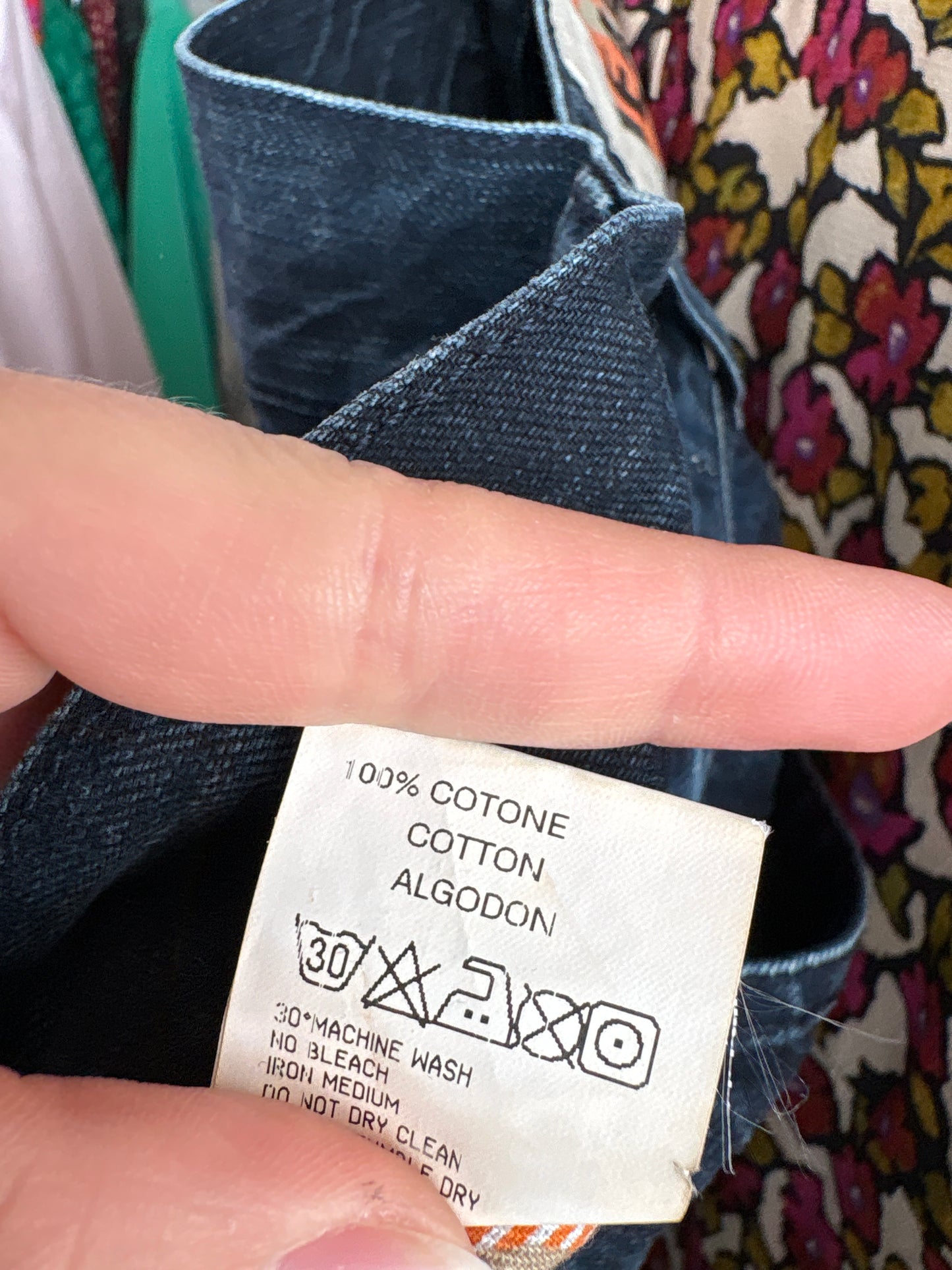 Jeans luxury de designer japonez Michiko Koshino palazzo cu broderie în croi specific