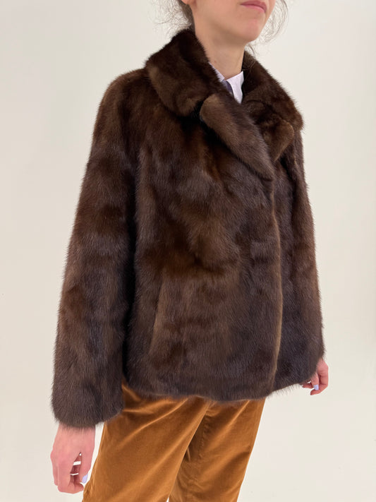 Blană naturală de nurcă excepțională dark brown