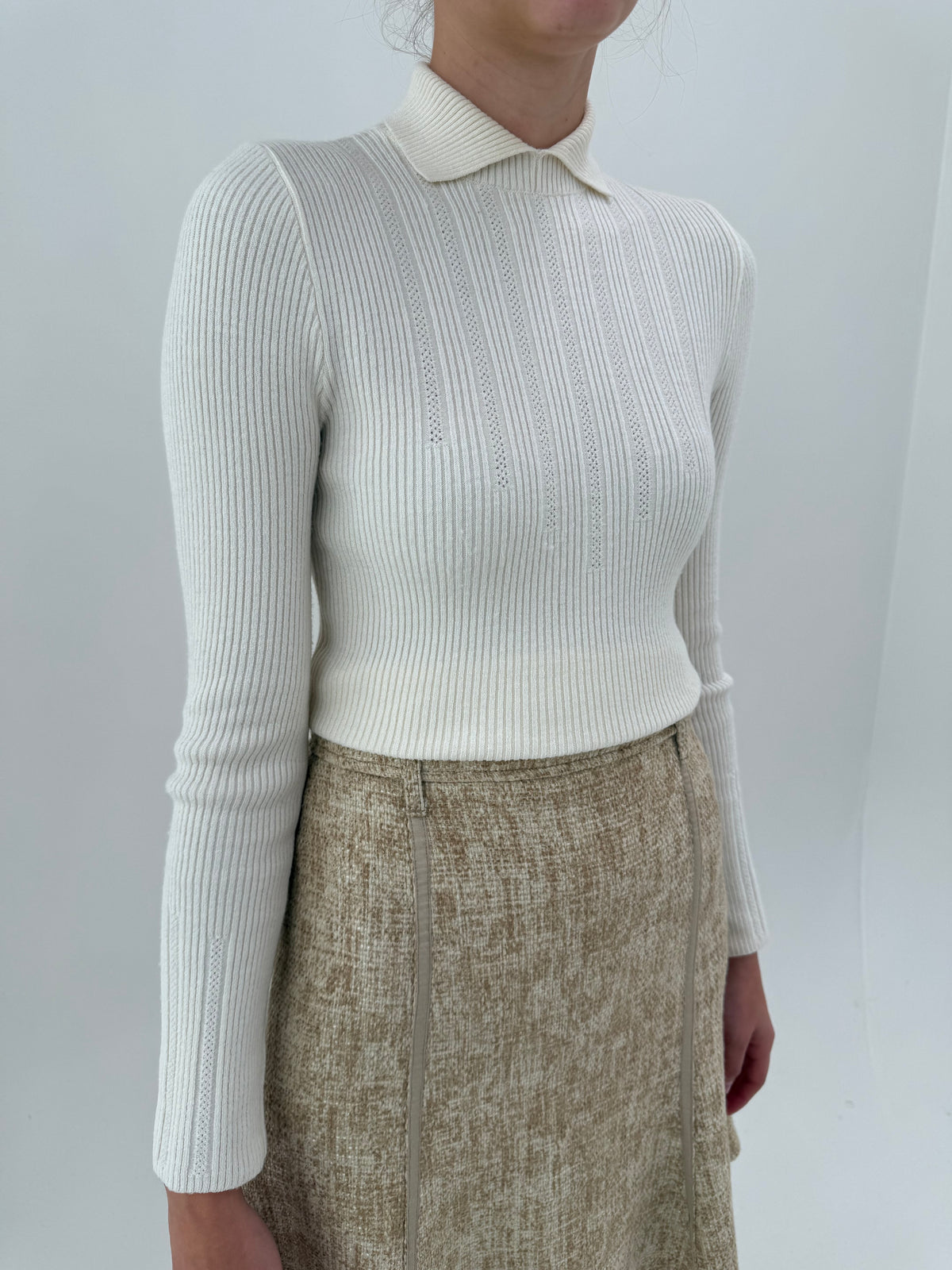 Pulover vintage luxury Claude Montana din lana extrafina ribbed