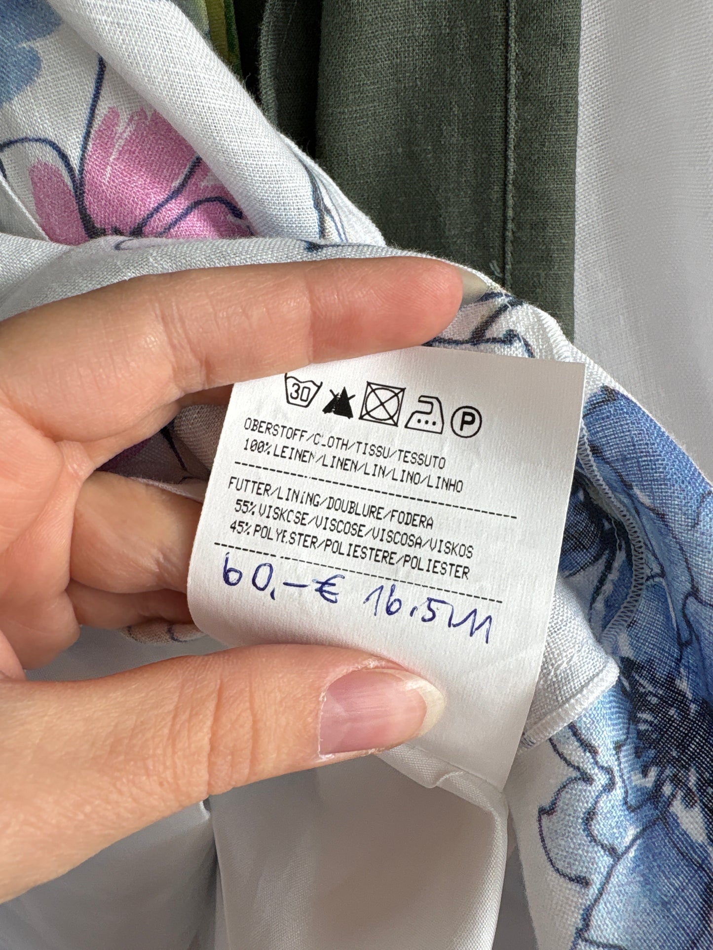 Fustă din in premium cu print floral în culori pudrate și clini