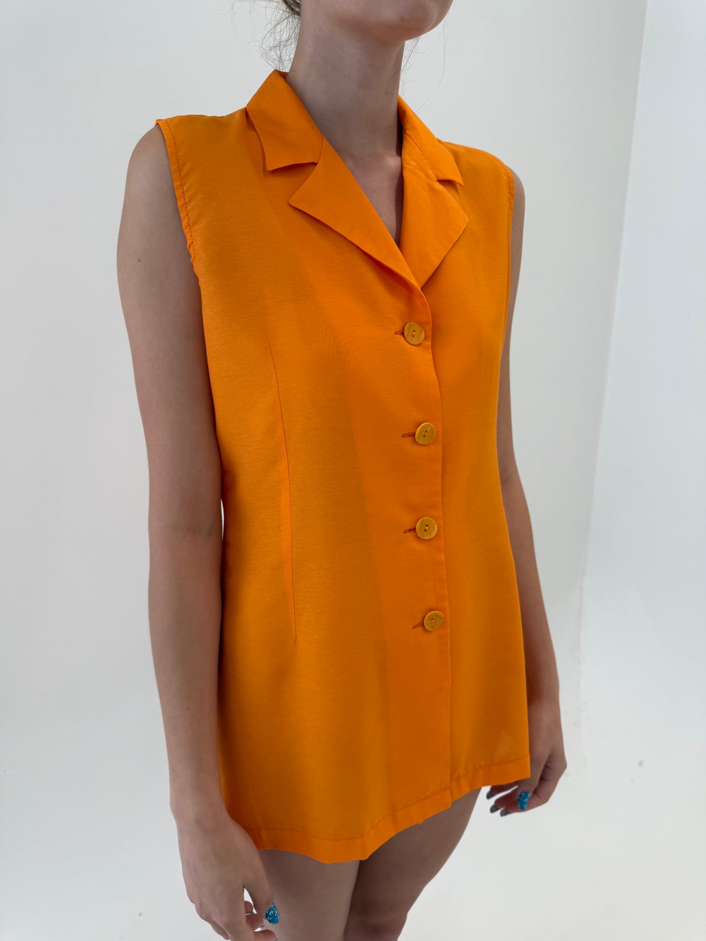 Cămașa orange vintage italiană în croi cambrat