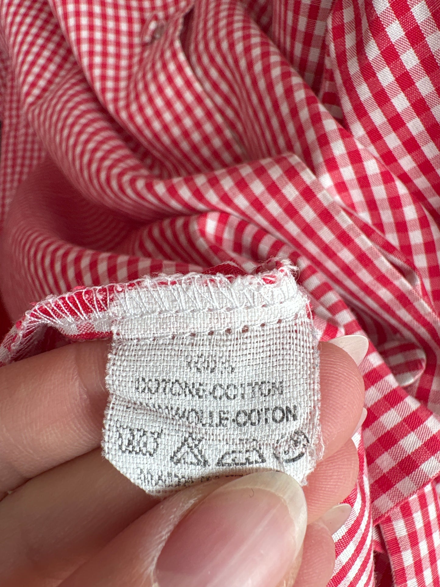 Cămașa vintage din poplin de bumbac în carouri fine cherry red