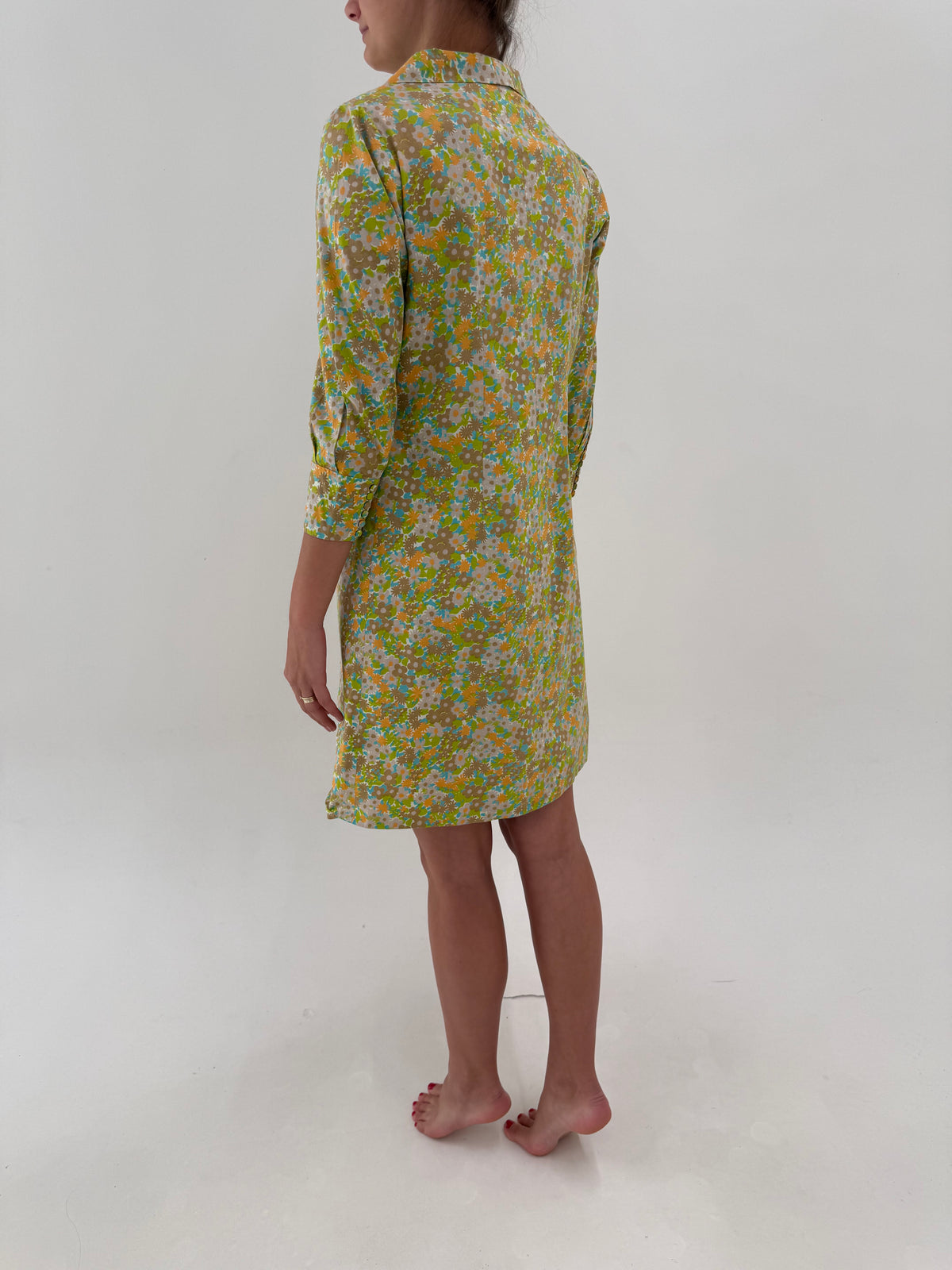 Rochie old vintage din bumbac gros și print în culori superbe