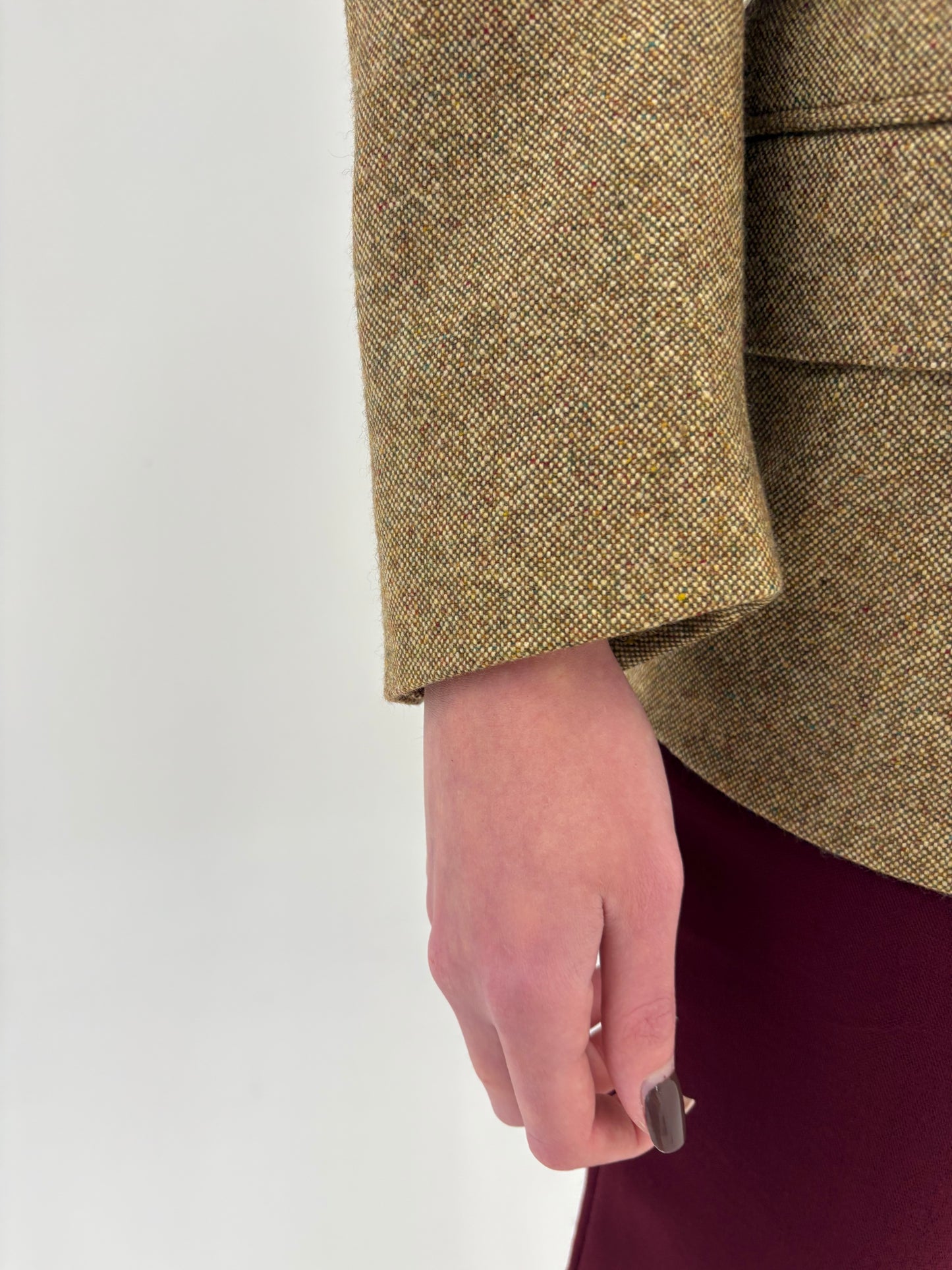 Sacou camel Loro Piana din tweed Donegal din 100% cașmir