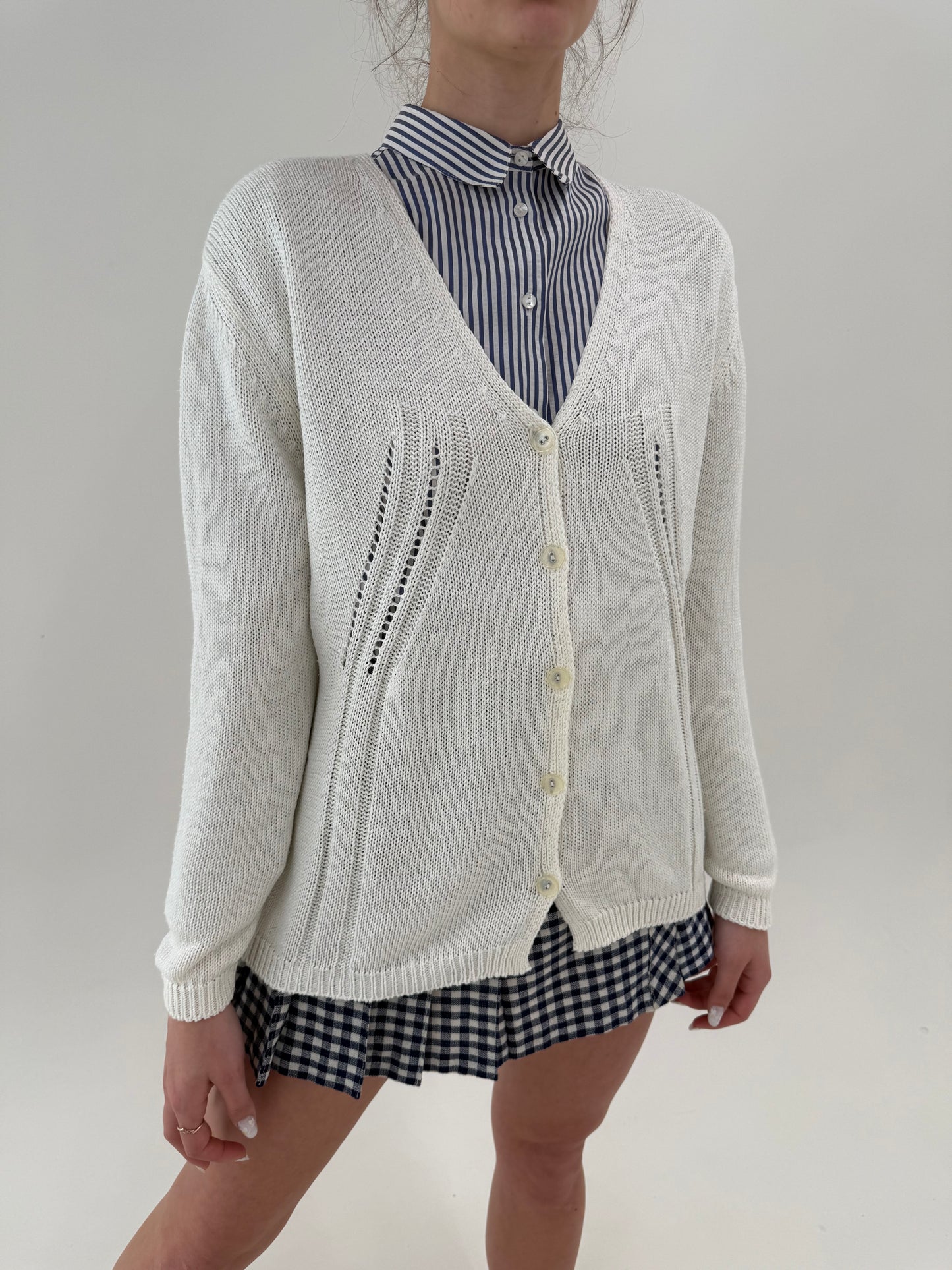 Cardigan italian din bumbac dantelat