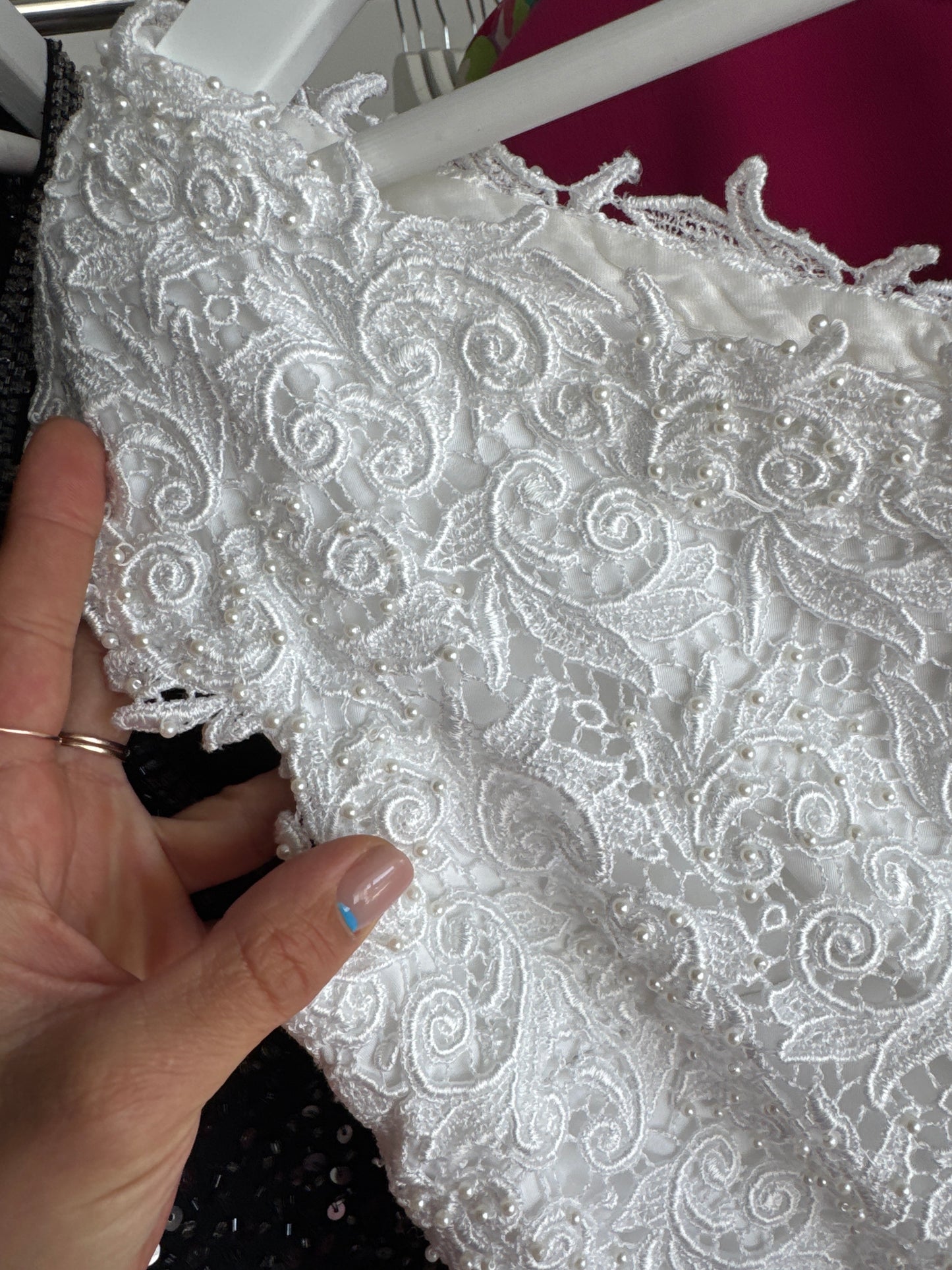 Rochie vintage maxi cu corsaj din dantelă guipure cu aplicații manuale