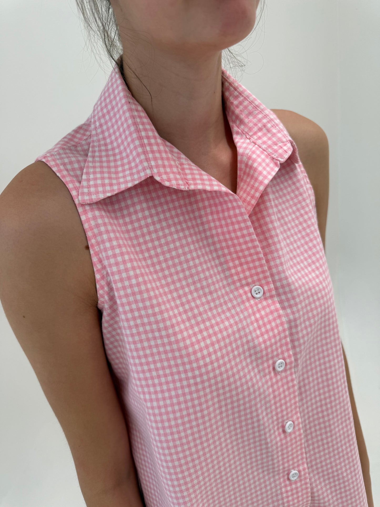 Set gingham din pânză de bumbac powder pink