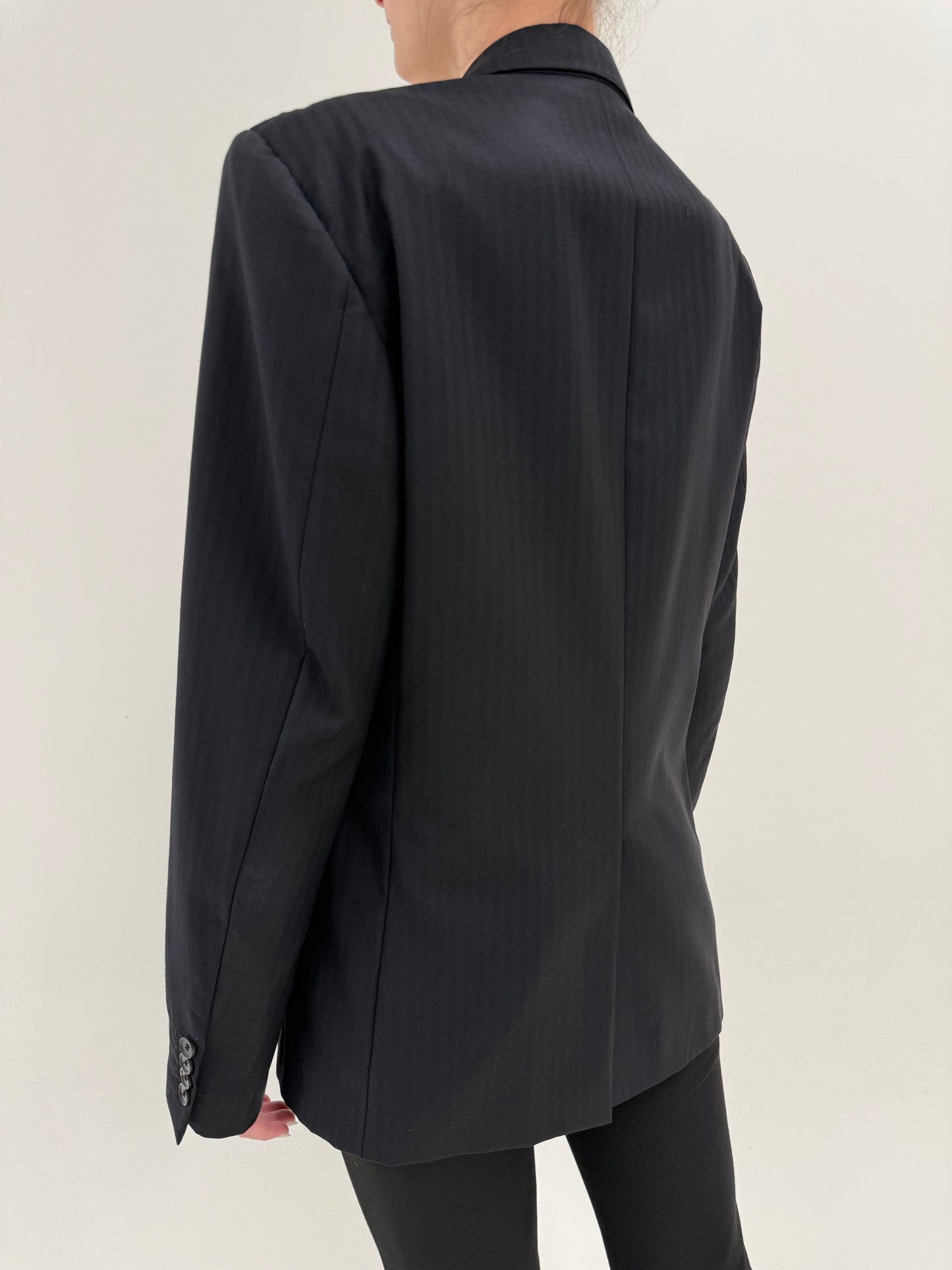 Sacou luxury negru John Richmond în croi actual din lanita extrafina lightweight
