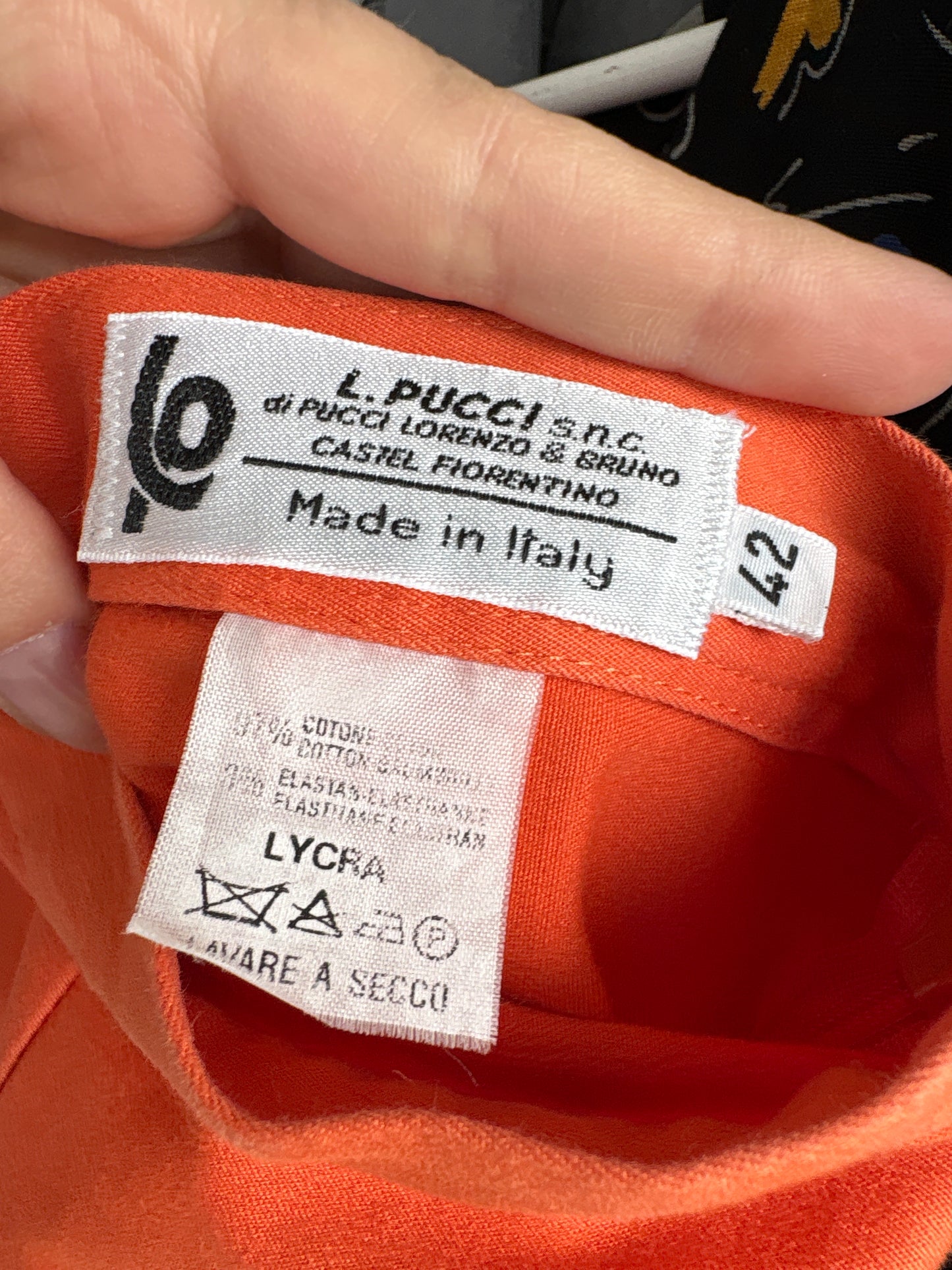Pantaloni high end italienești oranj l cu etrier din bumbac modelator