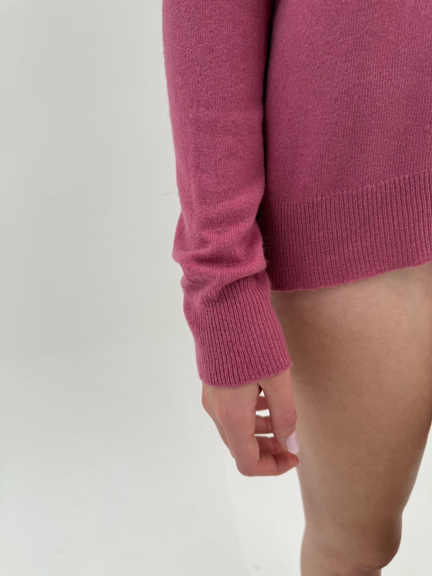 Pulover italian dusty pink din lana merino extrafina