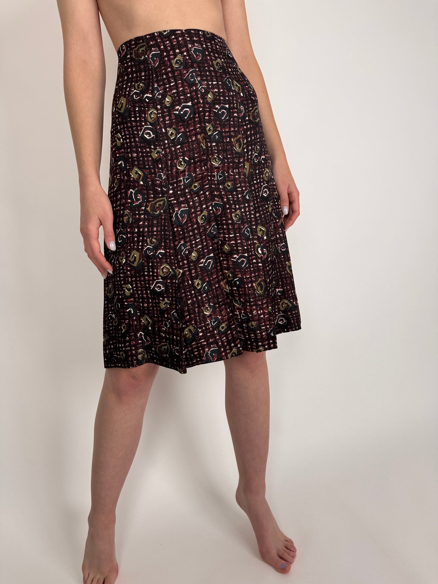 Set vintage ușor satinat cu print burgundy