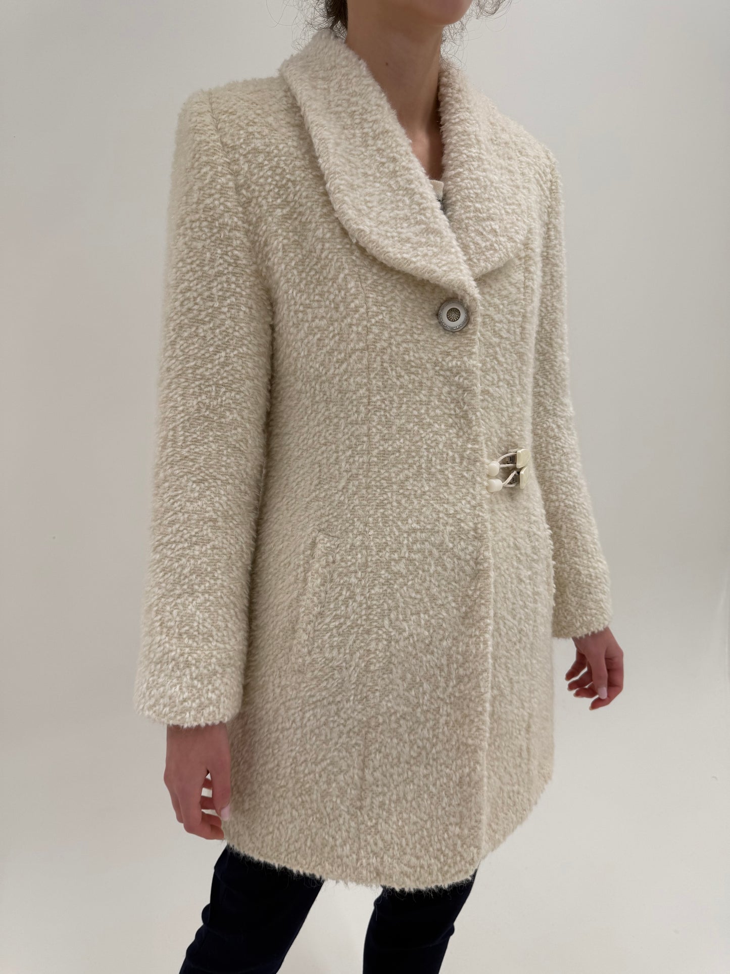 Palton cambrat old vintage early 70s din boucle excepțional de lana