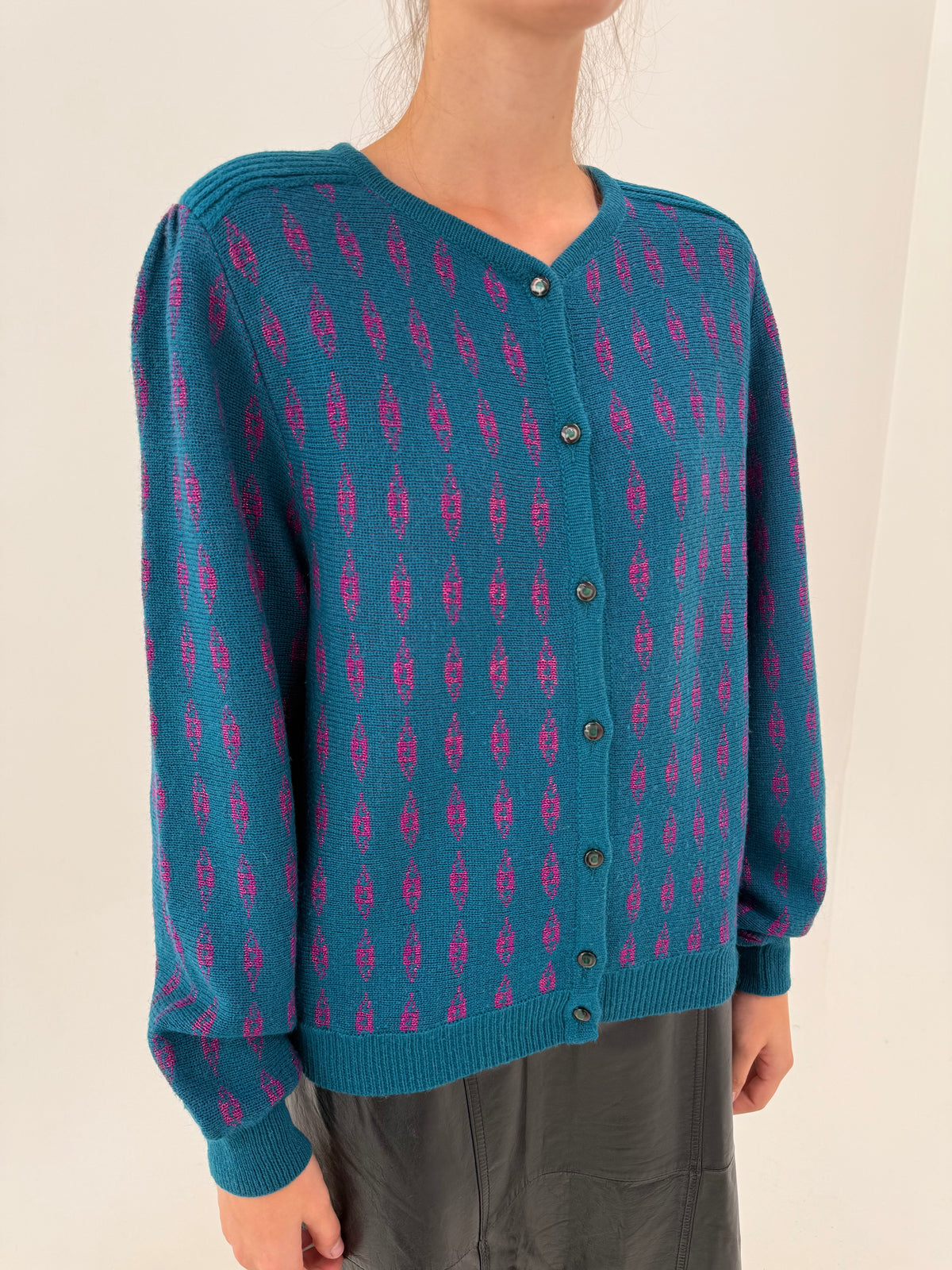 Jacheta vintage italiană din tricot de alpaka și lana în culori superbe