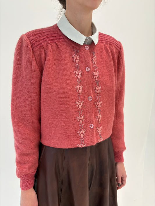 Jacheta vintage luxury din baby mohair cu broderie manuală 3D