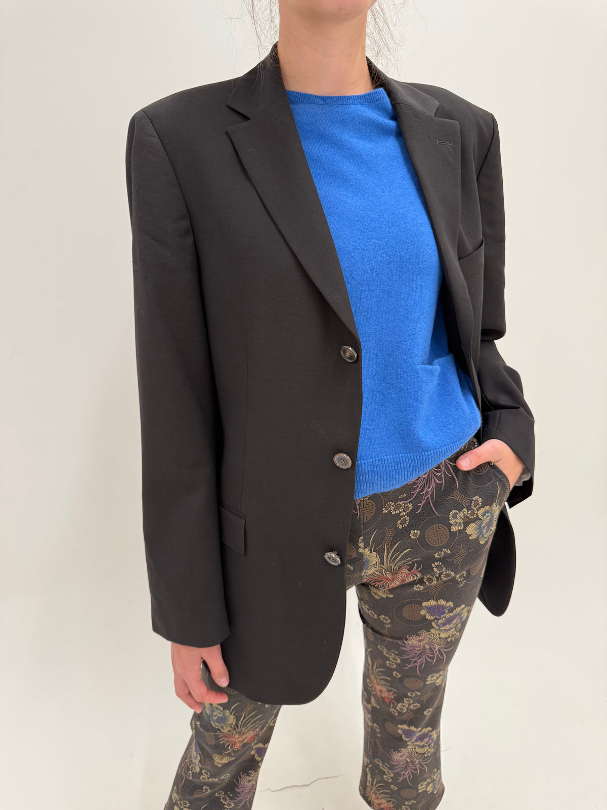 Sacou tall Hugo Boss dark brown din lana extrafina în croi actual