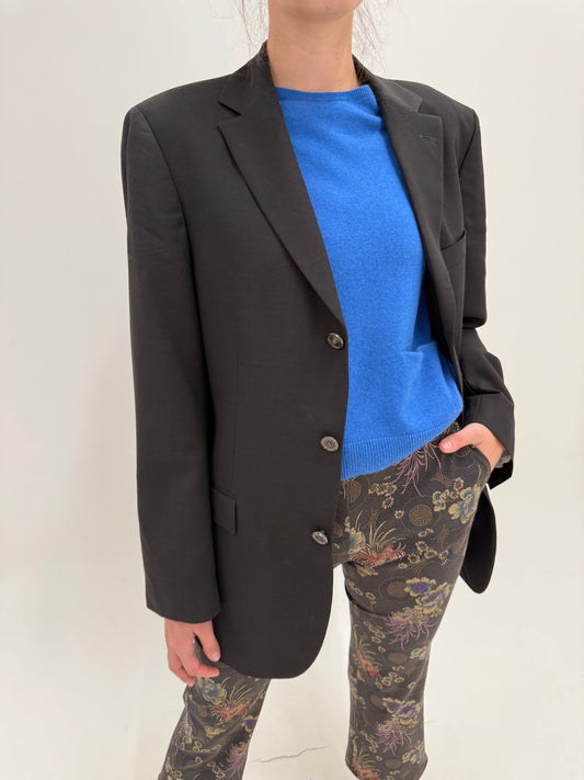 Sacou tall Hugo Boss dark brown din lana extrafina în croi actual