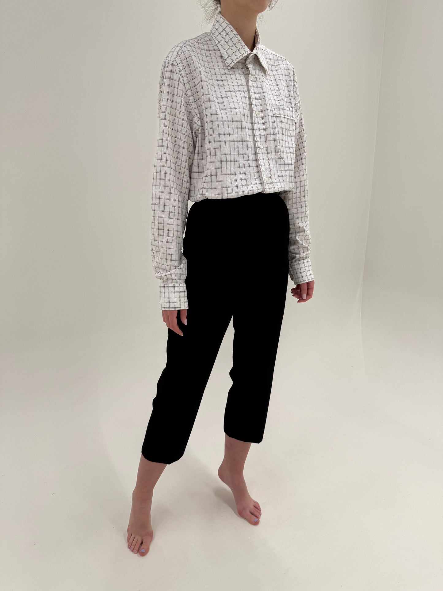 Pantaloni petite țigaretă din lana groasă extrafina certificată