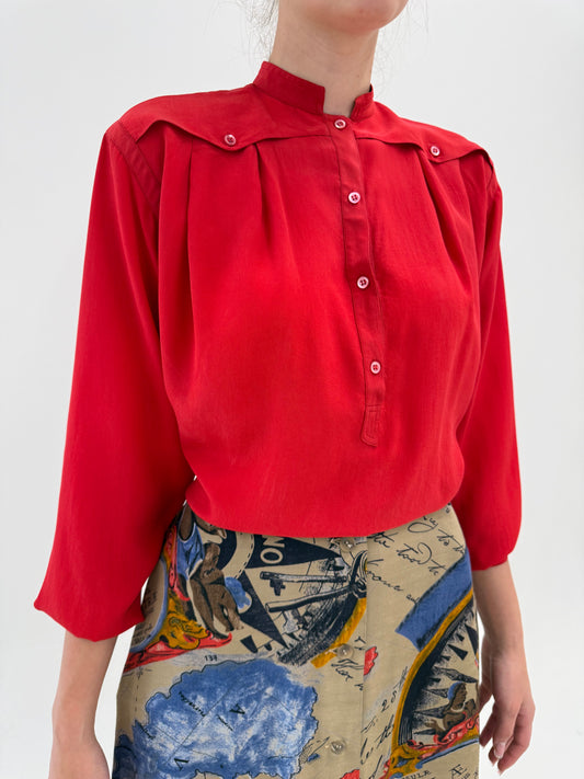 Cămașa vintage Armani din mătase naturală în croi retro modern amplu