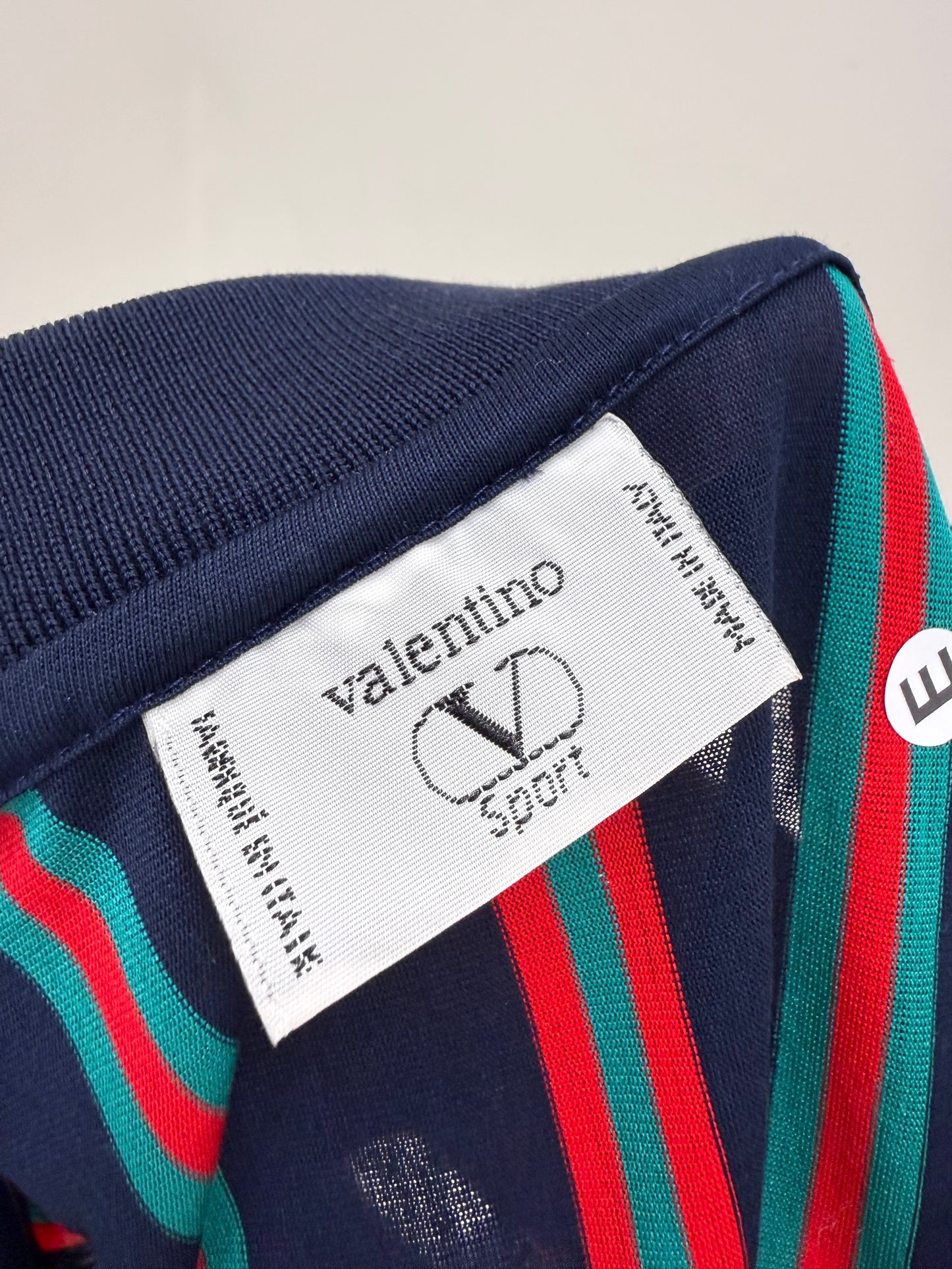 Top vintage polo Valentino în dungi din bumbac Filo di Scozia