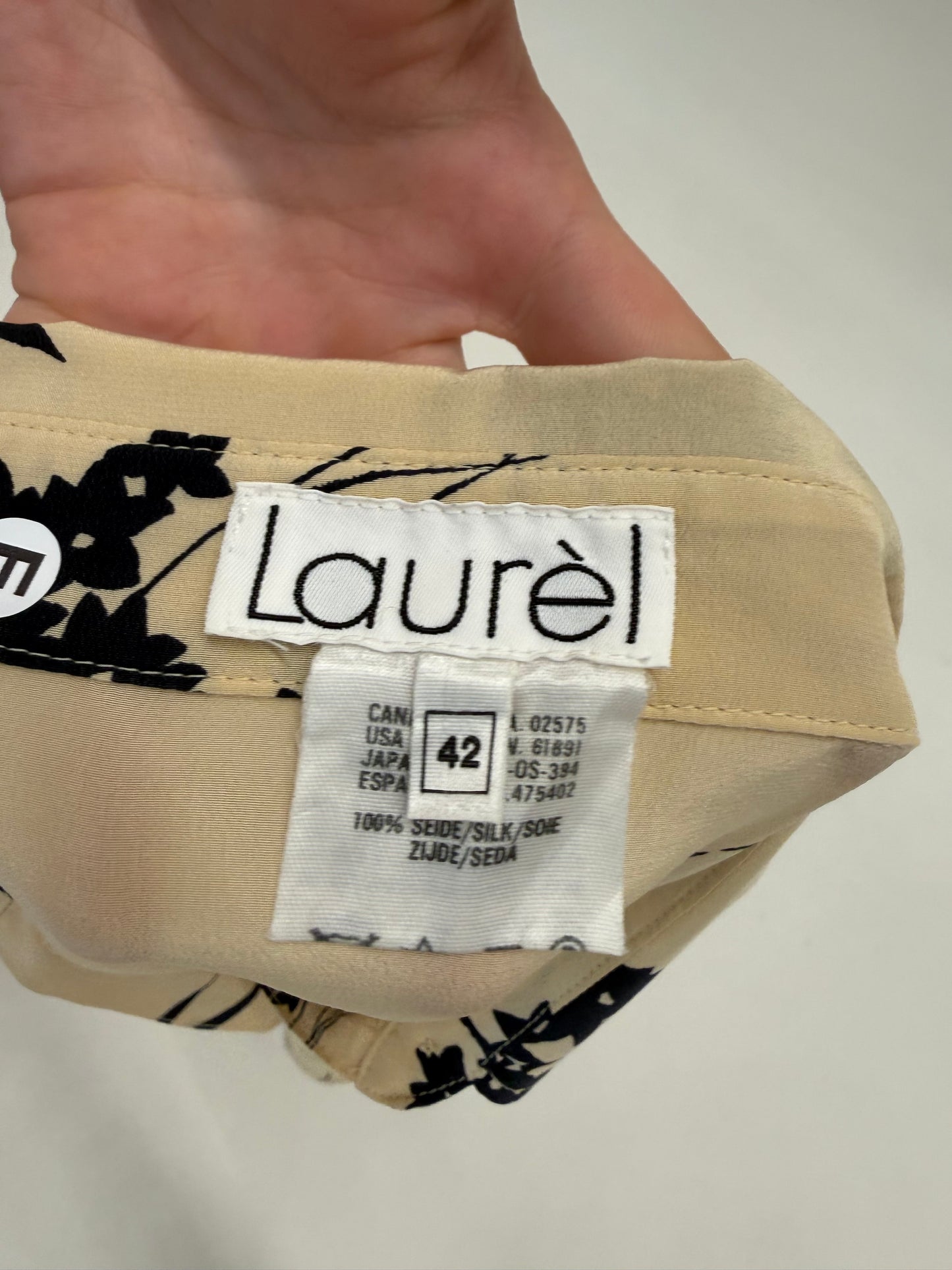 Cămașa Laurel by Escada camel din mătase natural cu print organic negru