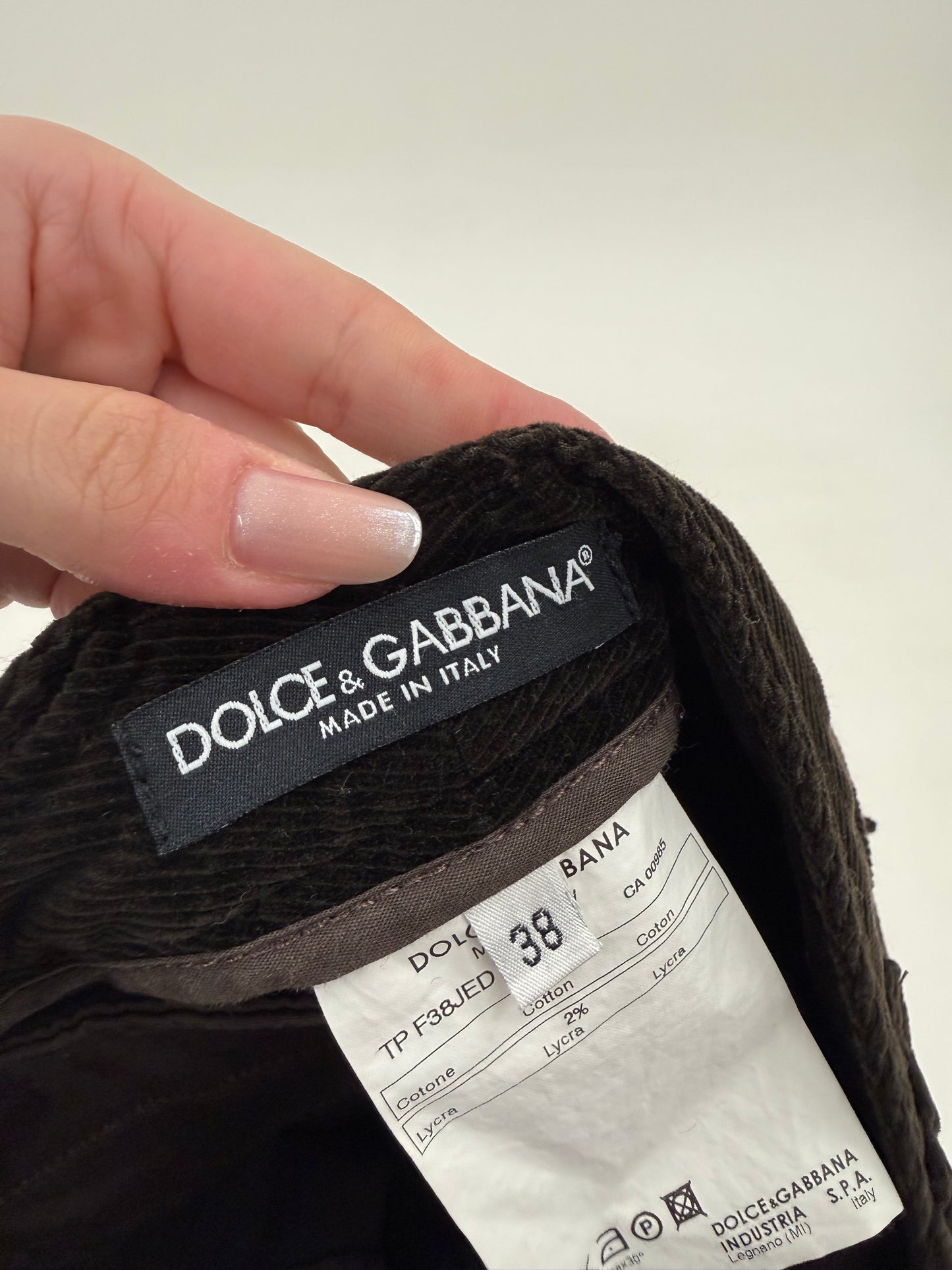 Pantaloni Dolce&Gabbana din corduroy chocolate brown ușor modelator